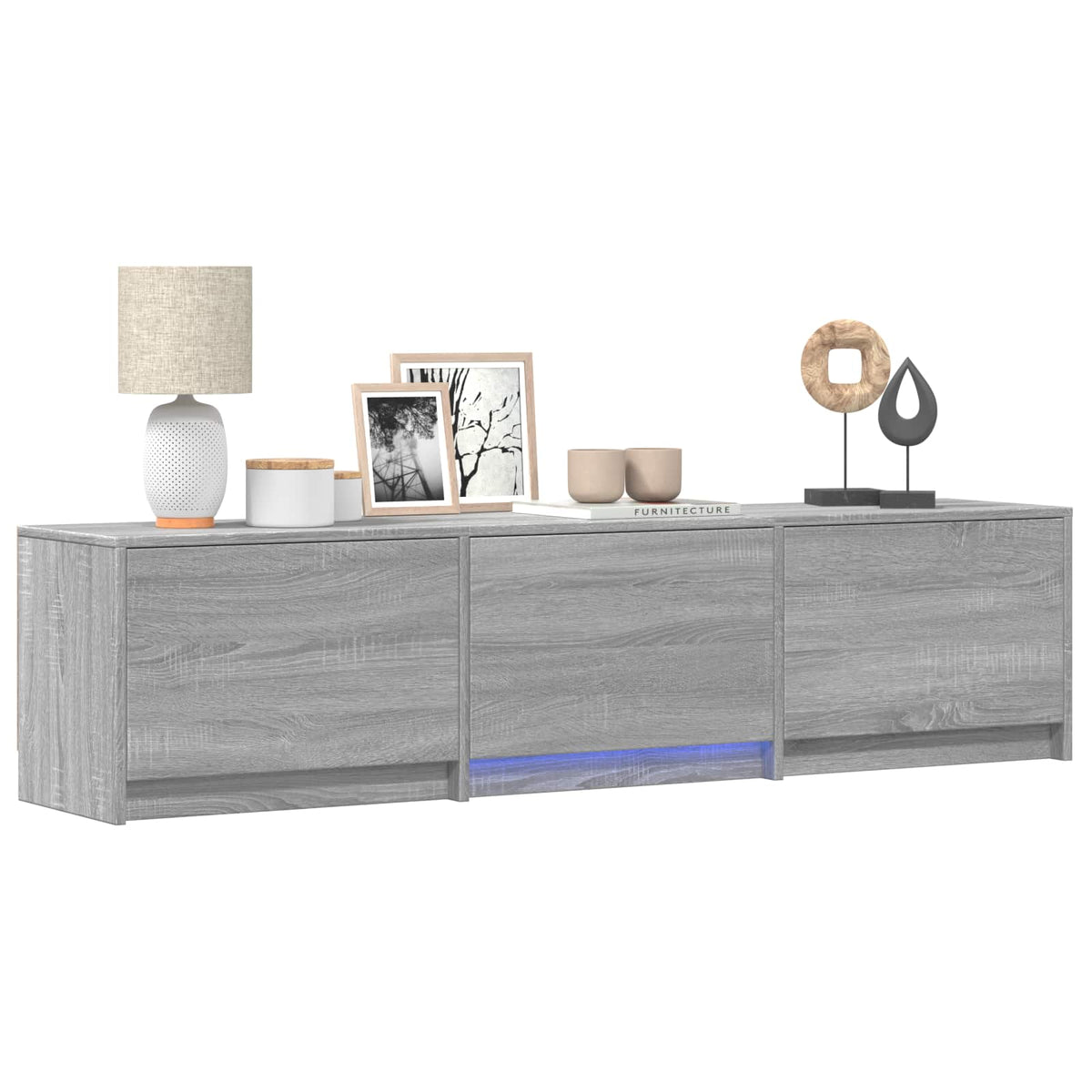 TV Cabinet with LED 165x34x40 cm Sonoma-Grau Holzwerkstoff