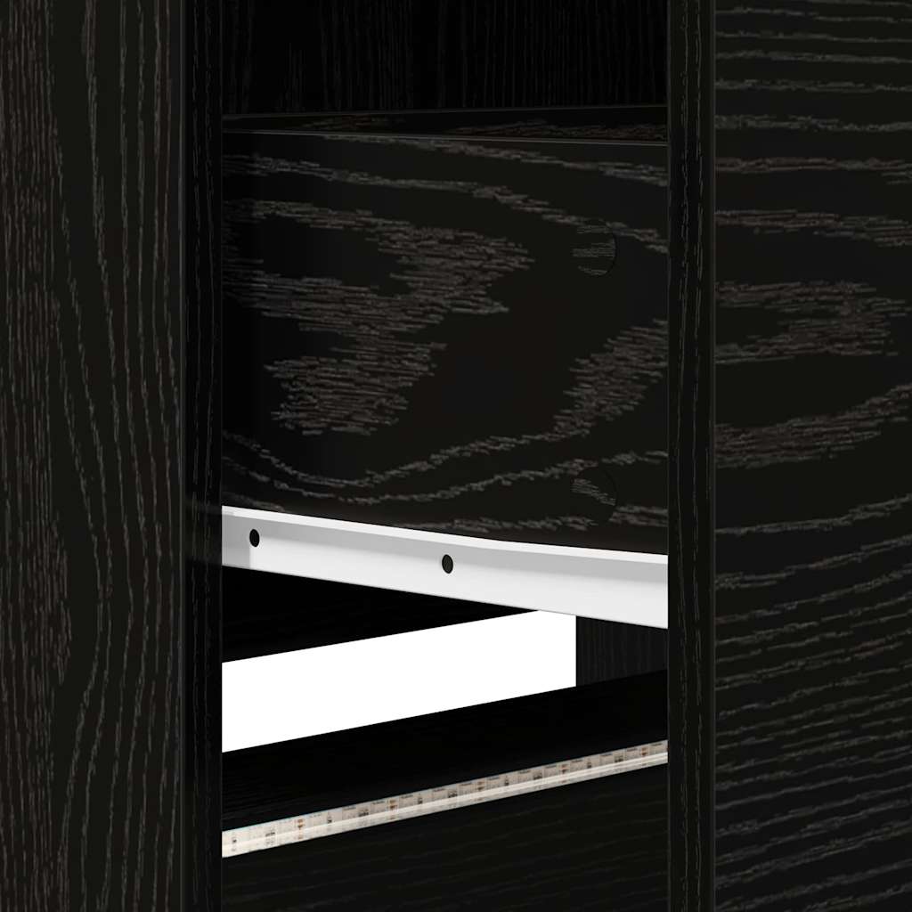 TV Cabinet with LED Schwarze Eiche 165 x 34 x 40 cm