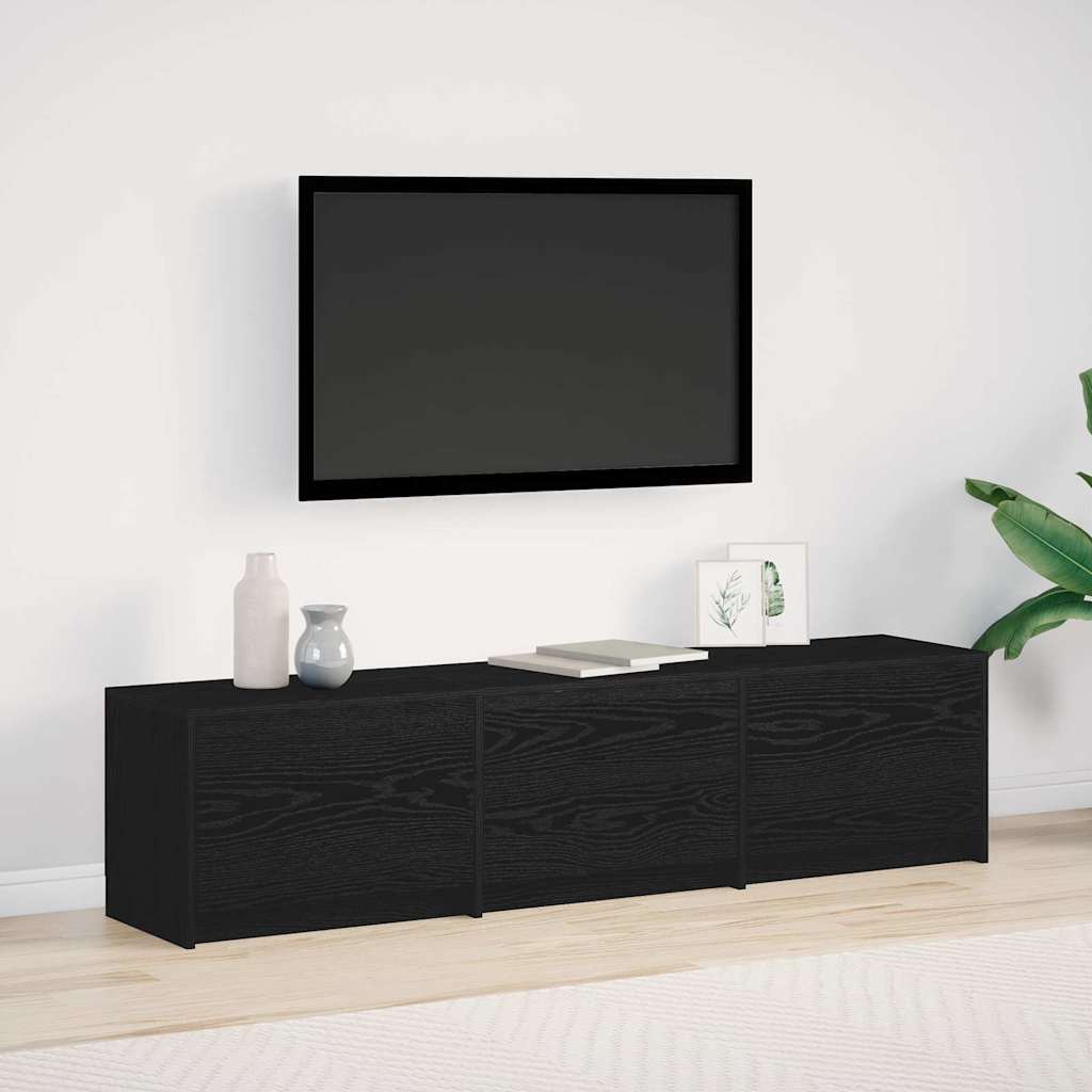 TV Cabinet with LED Schwarze Eiche 165 x 34 x 40 cm