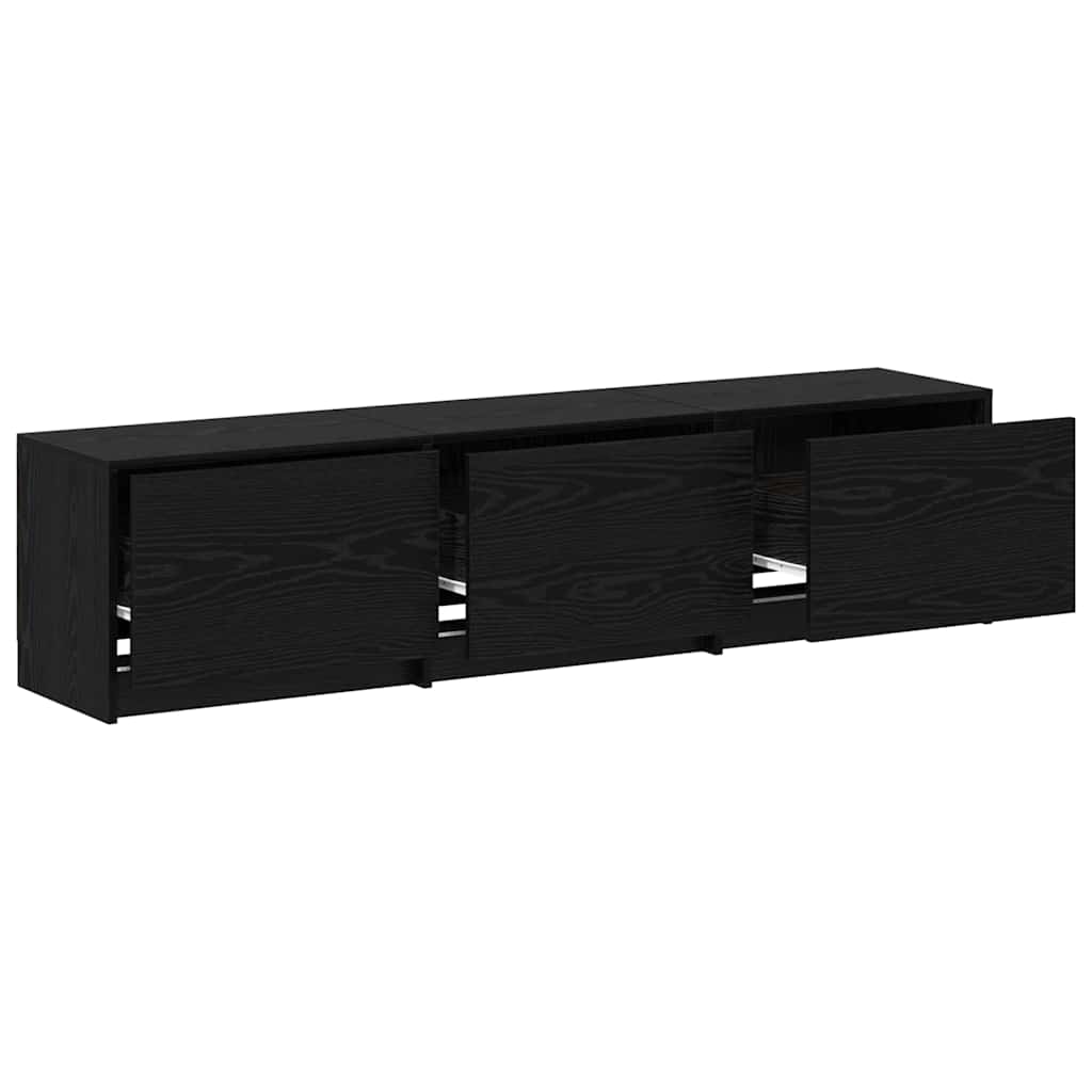 TV Cabinet with LED Schwarze Eiche 165 x 34 x 40 cm