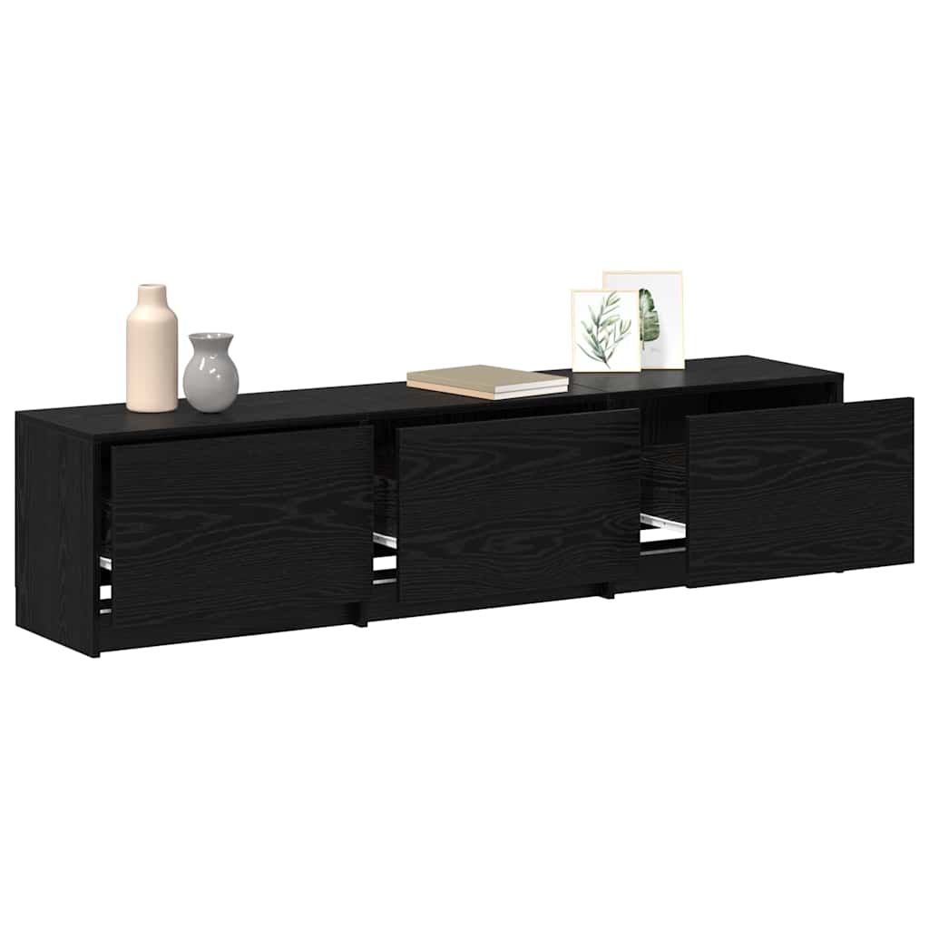 TV Cabinet with LED Schwarze Eiche 165 x 34 x 40 cm