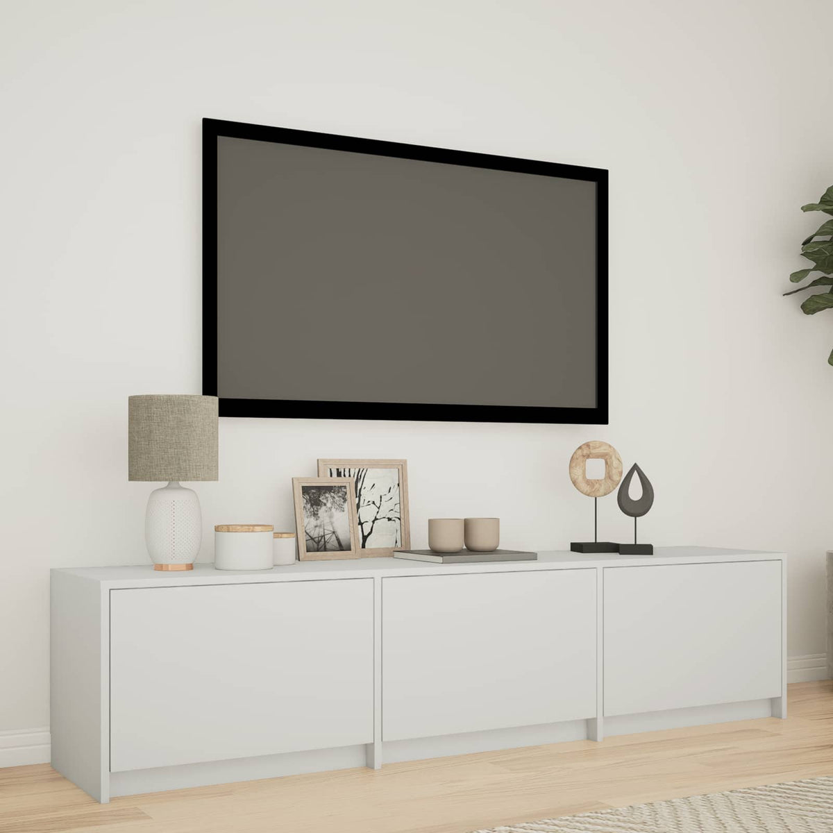TV Cabinet with LED 165 x 34 x 40 cm Weiß Holzwerkstoff