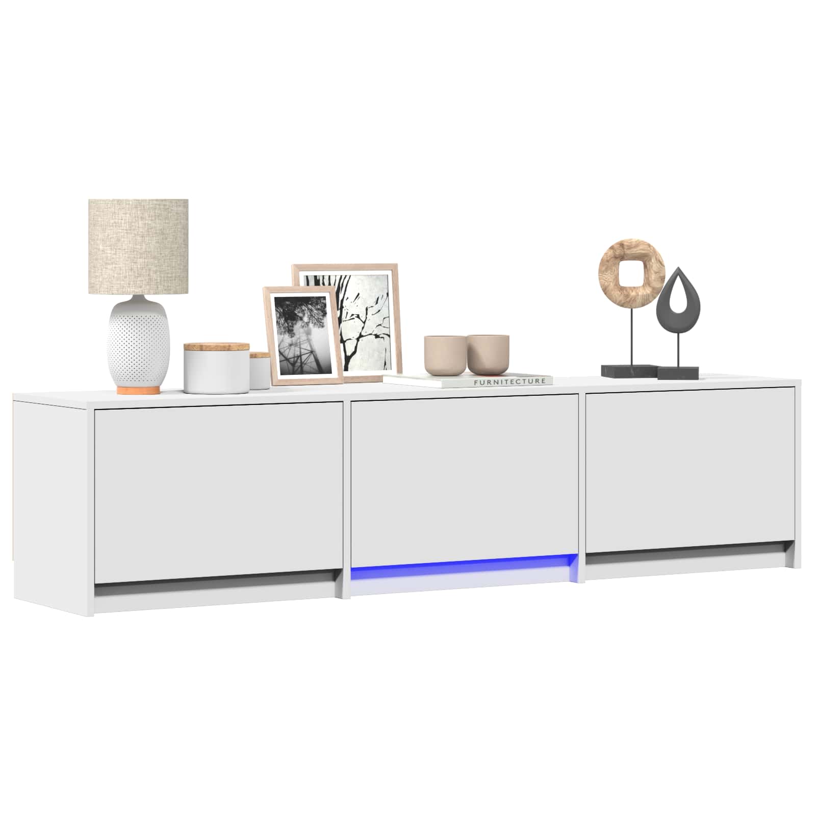 TV Cabinet with LED 165 x 34 x 40 cm Weiß Holzwerkstoff