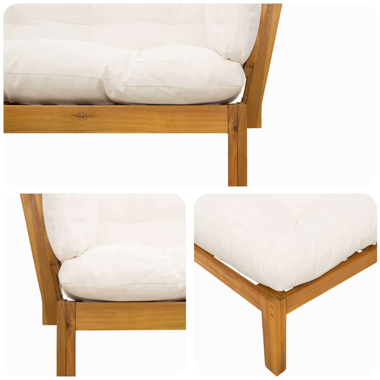 Garten Pallet Sofa Einheiten 2 Stück Natürlich und Cremweiß