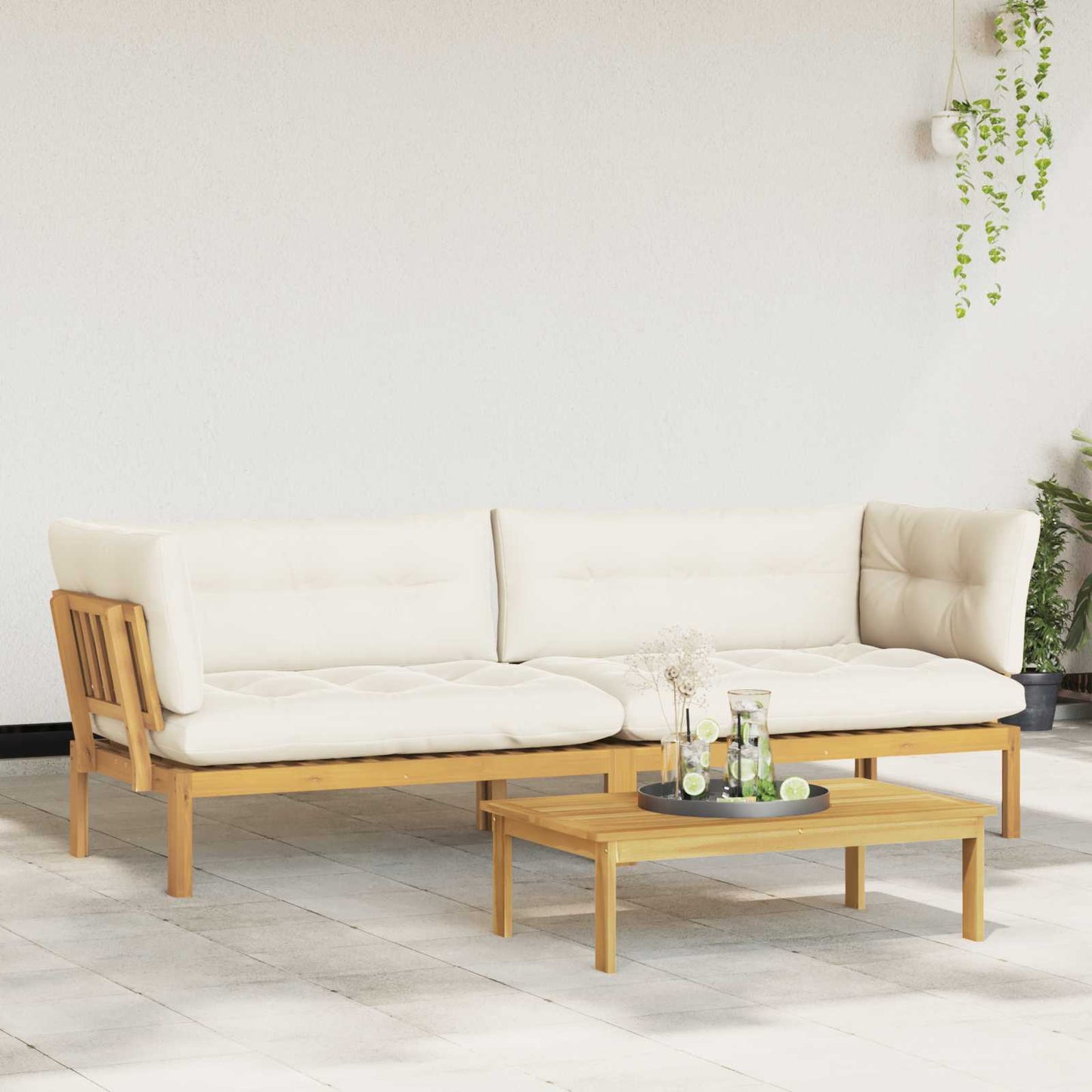 Garten Pallet Sofa Einheiten 2 Stück Hellbraun und Cremeweiß