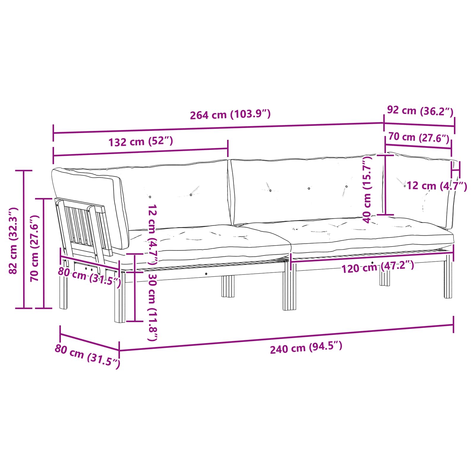 Garten Pallet Sofa Einheiten 2 Stück Hellbraun und Cremeweiß