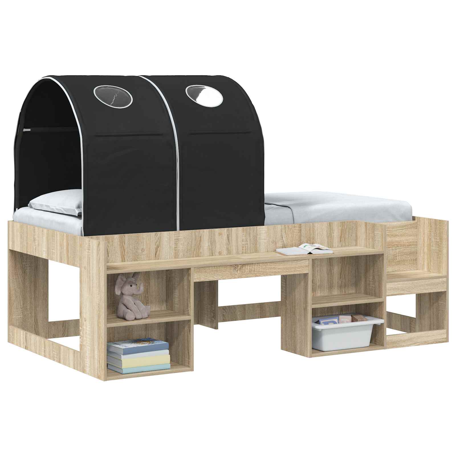 Bett-Tunnel für Kinder-Hochbetten 2 stk. Schwarz Polyester