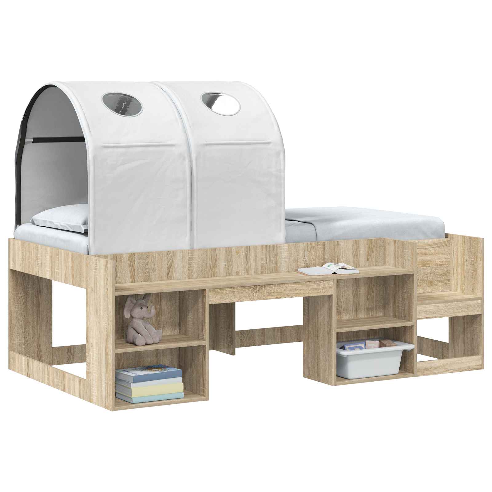 Bett-Tunnel für Kinder-Hochbetten 2 stk. Weiß Polyester