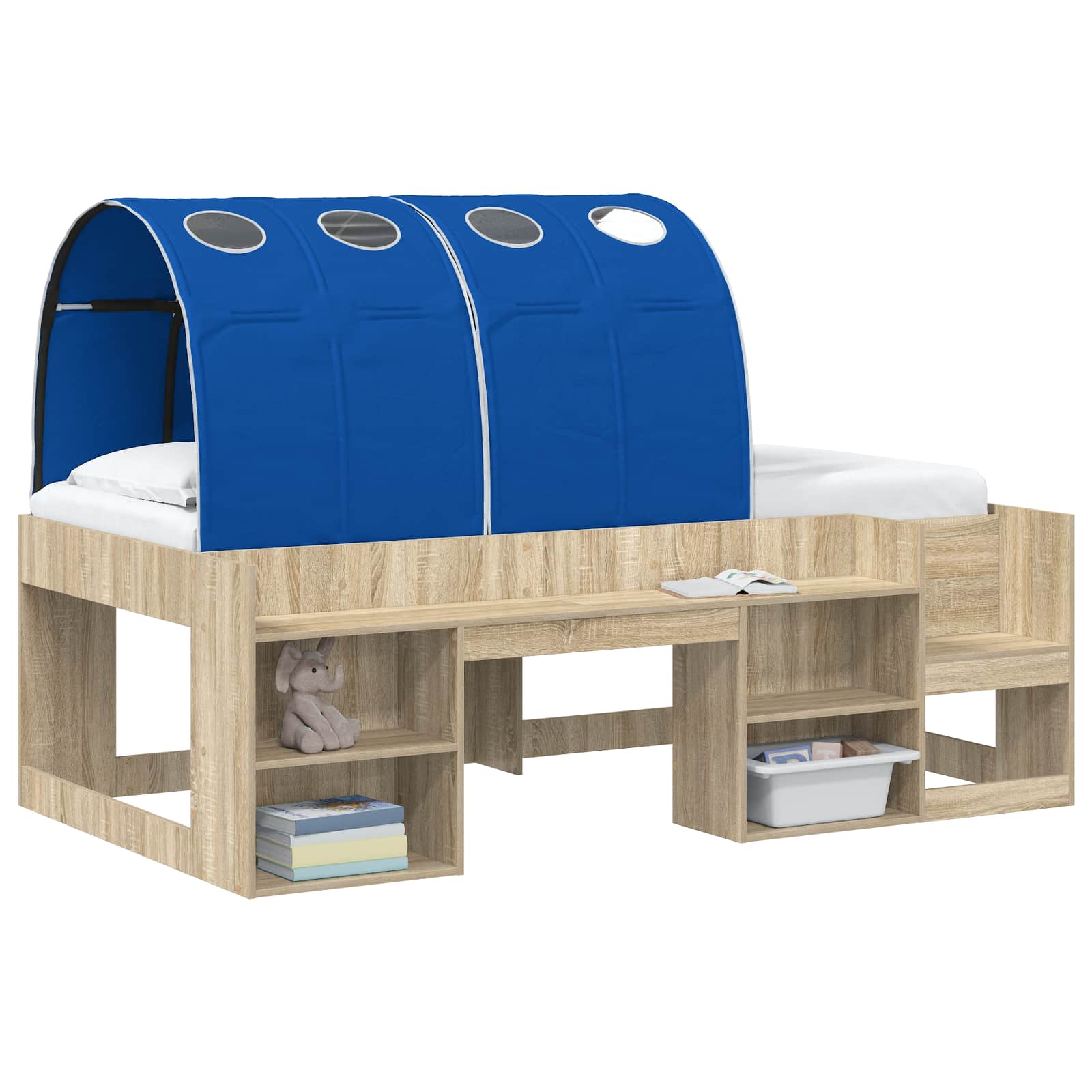 Bettunnel 2 stk. Blau Polyester