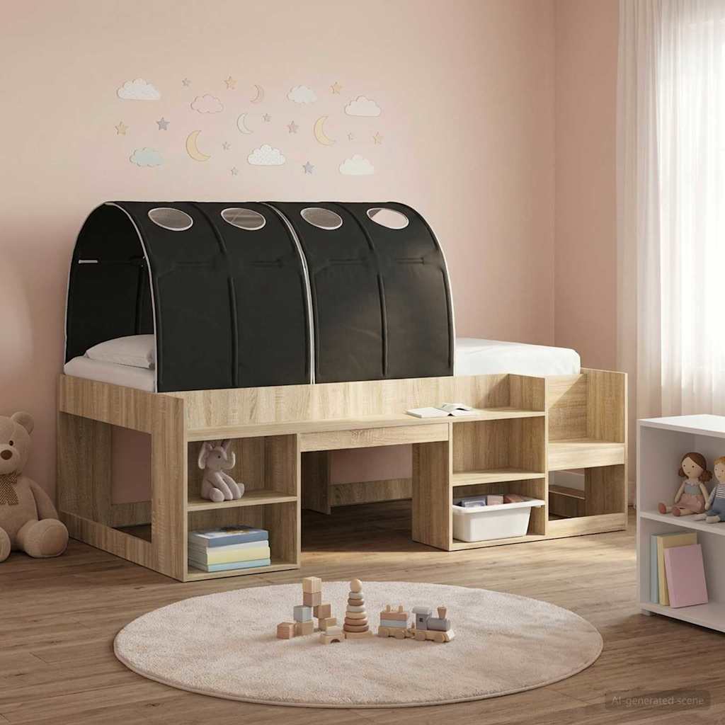 Bettunnel 2 stk. Schwarz Polyester