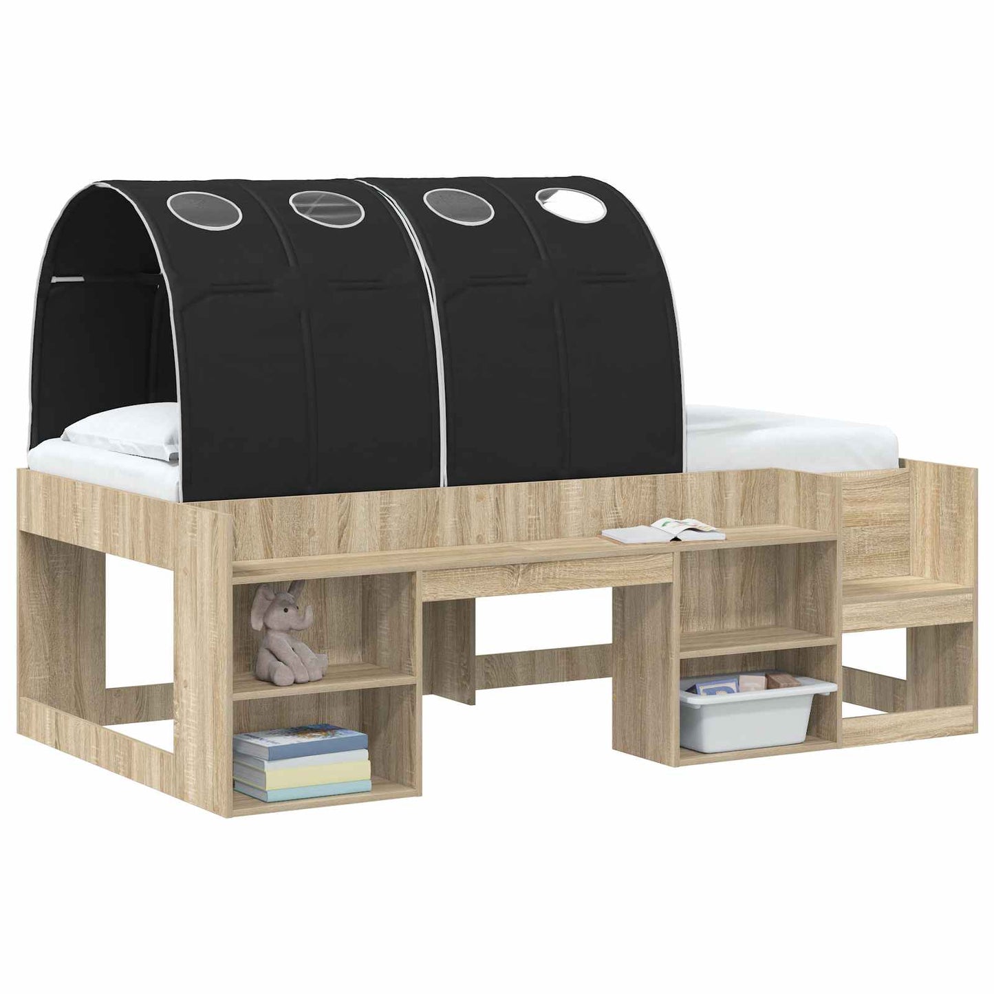 Bettunnel 2 stk. Schwarz Polyester