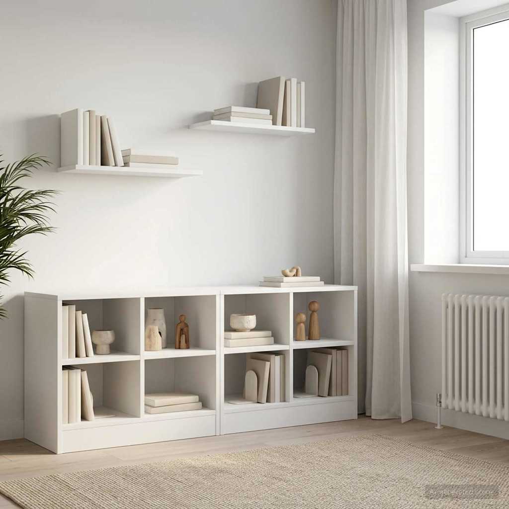 Bettschrank mit Regal 2 Stk. Weiß 66 x 33 x 48 cm Holzwerkstoff