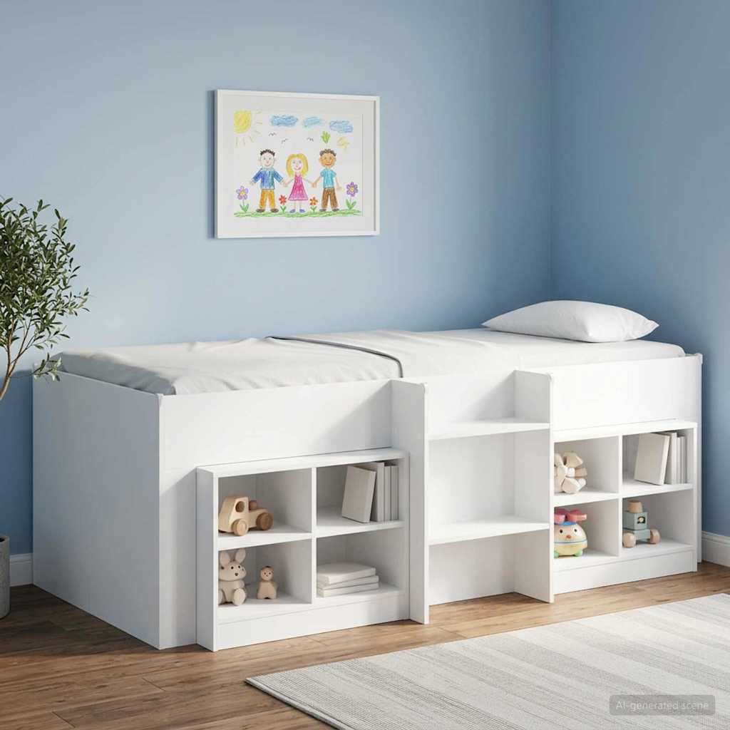 Bettschrank mit Regal 2 Stk. Weiß 66 x 33 x 48 cm Holzwerkstoff