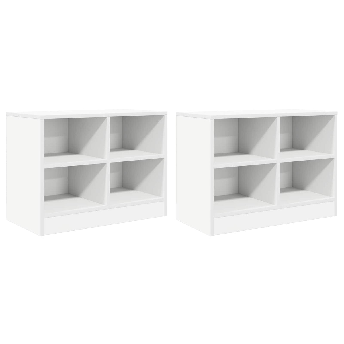 Bettschrank mit Regal 2 Stk. Weiß 66 x 33 x 48 cm Holzwerkstoff