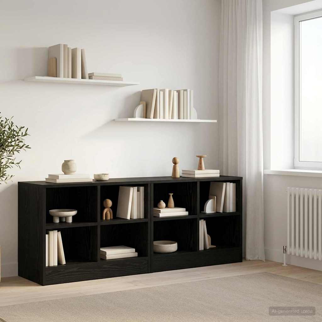 Bettschrank 2 Stk. Schwarz Eichen-Optik 66 x 33 x 48 cm