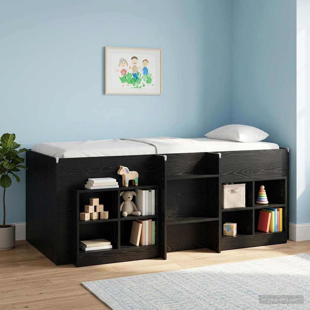 Bettschrank 2 Stk. Schwarz Eichen-Optik 66 x 33 x 48 cm