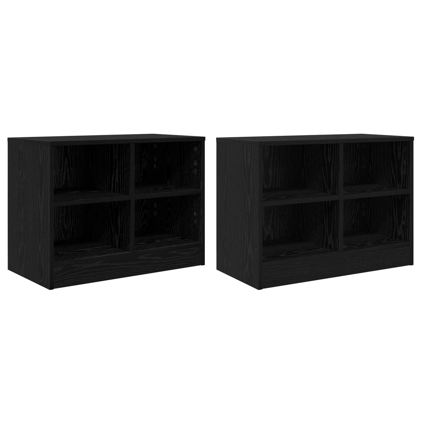 Bettschrank 2 Stk. Schwarz Eichen-Optik 66 x 33 x 48 cm