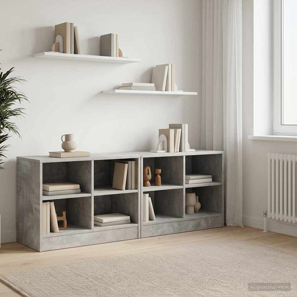 Bettschrank 2 Stk. Betongrau 66 x 33 x 48 cm Holzwerkstoff