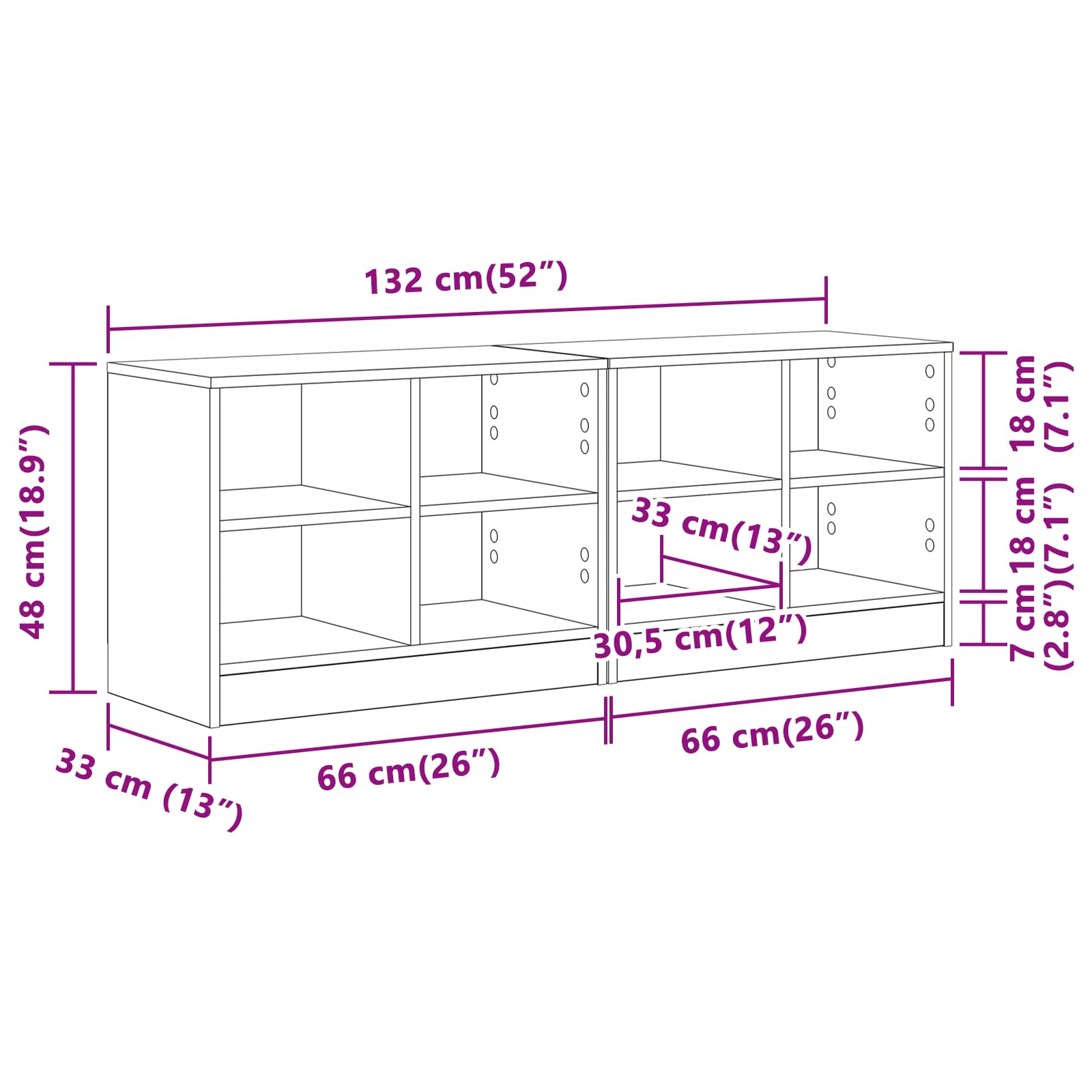 Bettschrank 2 Stk. Betongrau 66 x 33 x 48 cm Holzwerkstoff