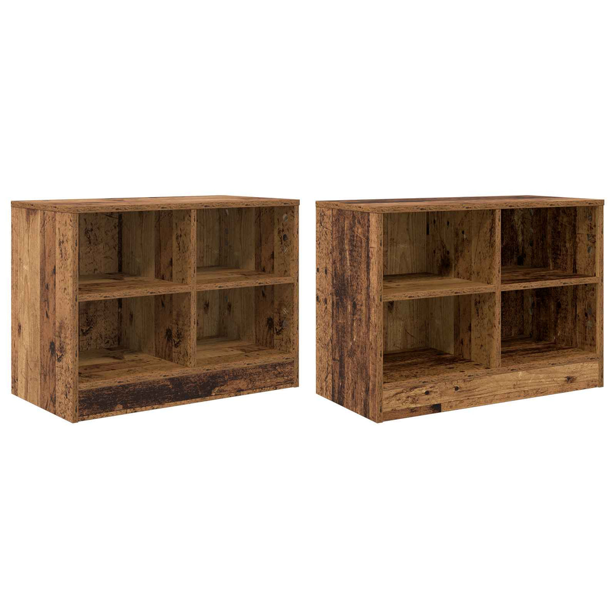 Bettschrank 2 Stk. Altholz 66 x 33 x 48 cm Holzwerkstoff