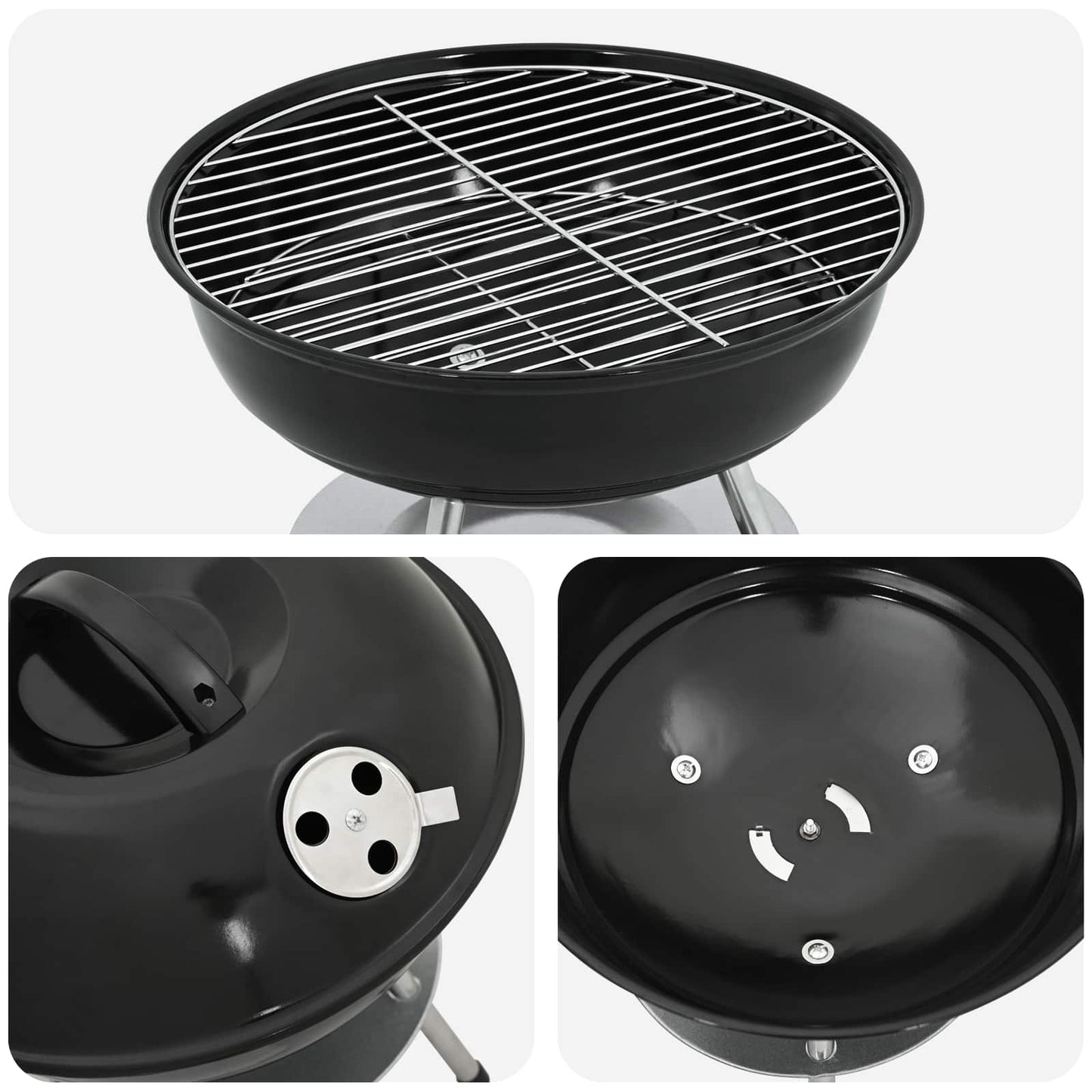 Holzkohlegrill 36,5 x 36,5 x 40 cm Schwarz