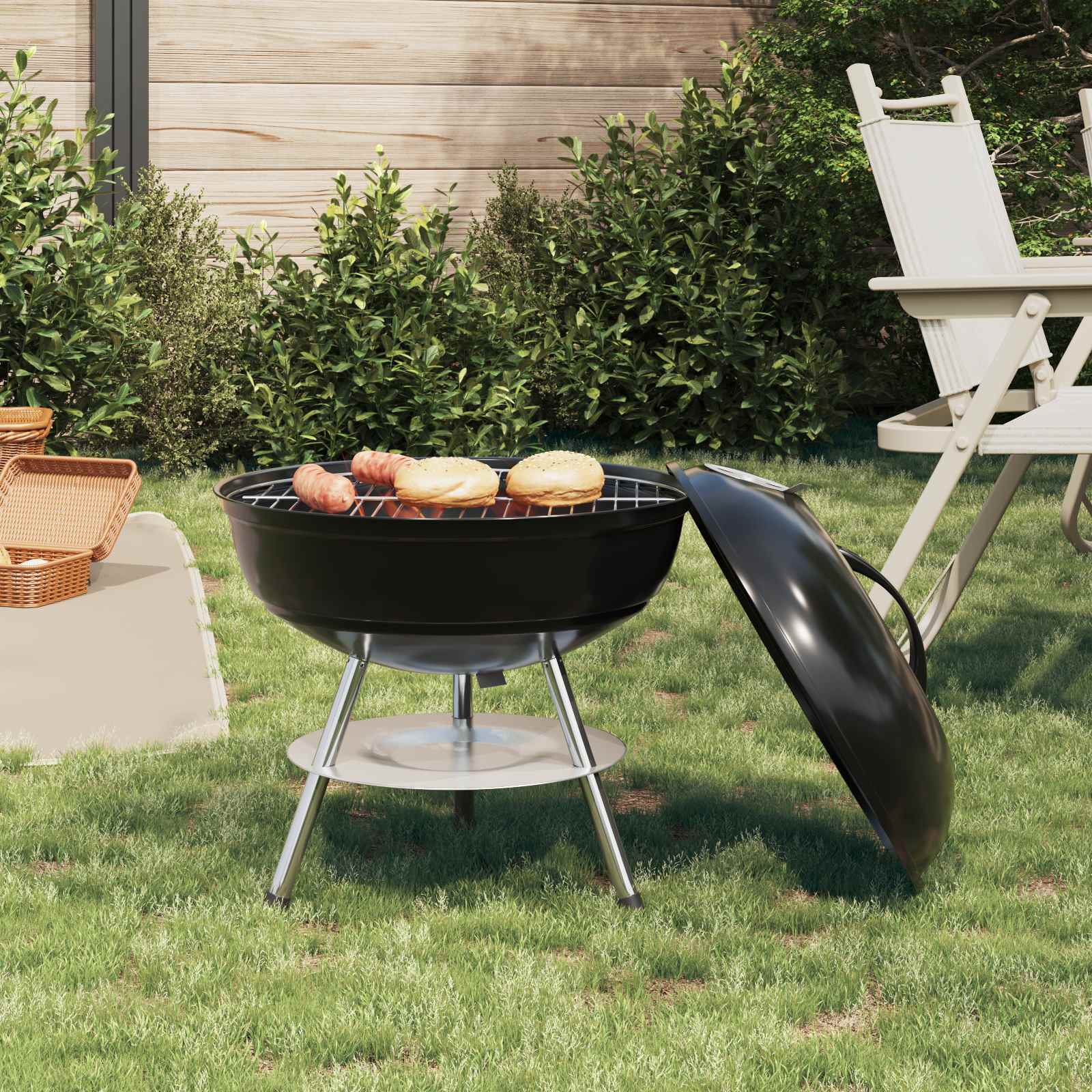 Holzkohlegrill 36,5 x 36,5 x 40 cm Schwarz