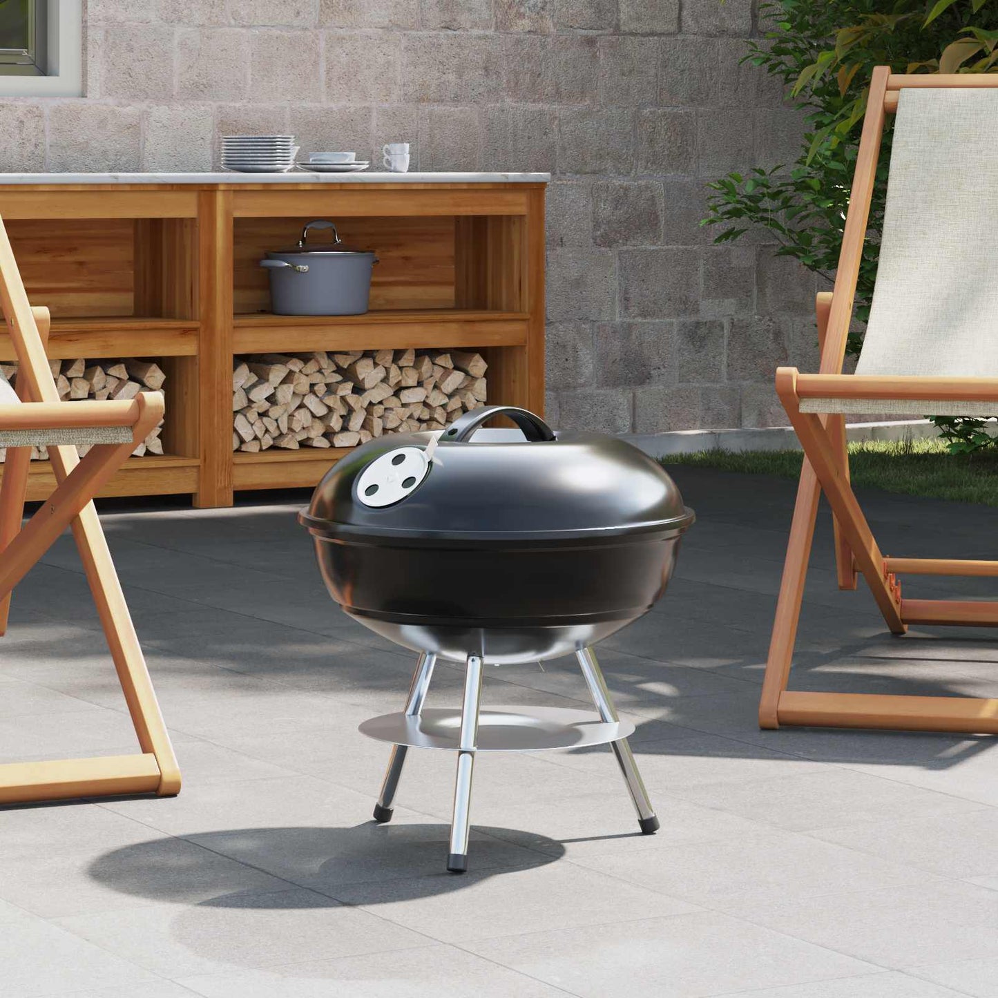 Holzkohlegrill 36,5 x 36,5 x 40 cm Schwarz