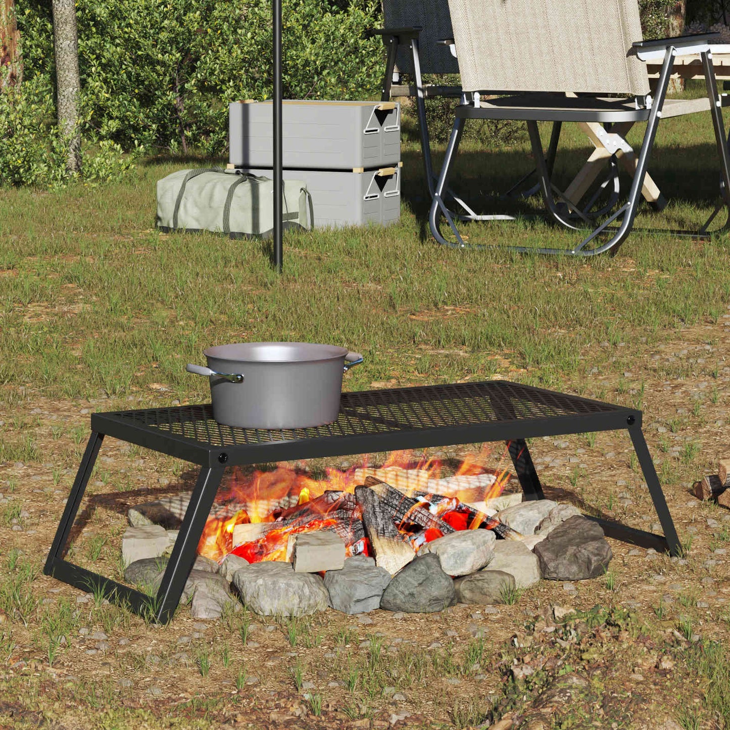 Faltbarer Campinggrill 58 x 31 x 2 cm Legierter Stahl Schwarz