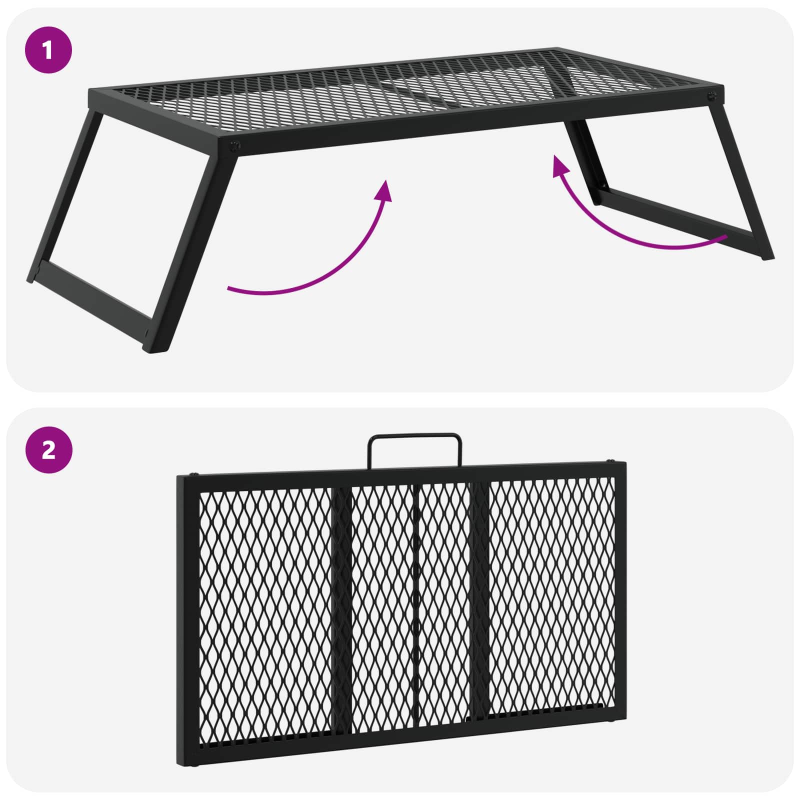 Faltbarer Campinggrill 58 x 31 x 2 cm Legierter Stahl Schwarz
