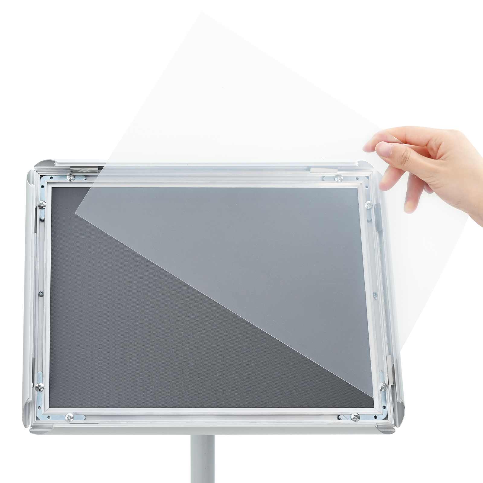Podest-Posterständer Silber 33 x 33 x 123 cm PVC und Stahl