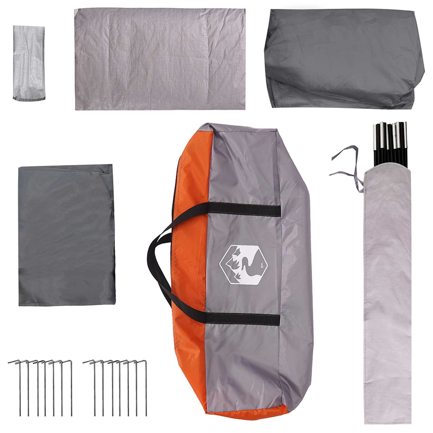 Familienzelt 6 Personen Grau und Orange Polyester