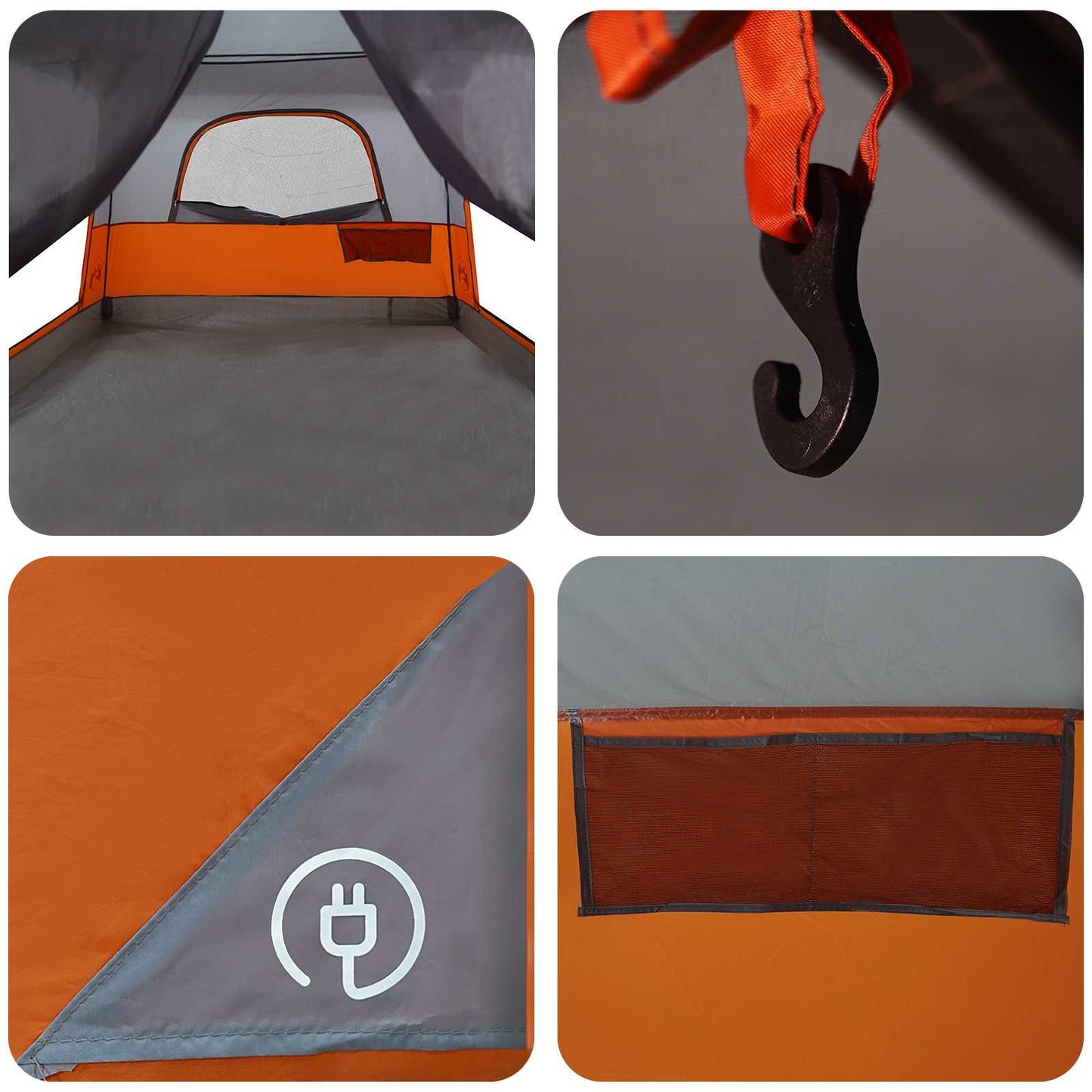 Familienzelt 6 Personen Grau und Orange Polyester