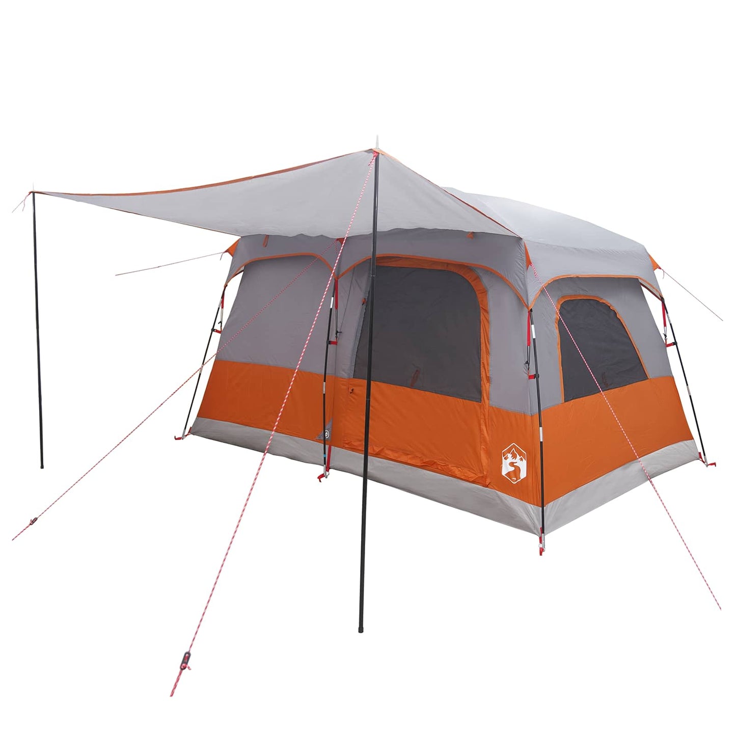 Familienzelt 6 Personen Grau und Orange Polyester
