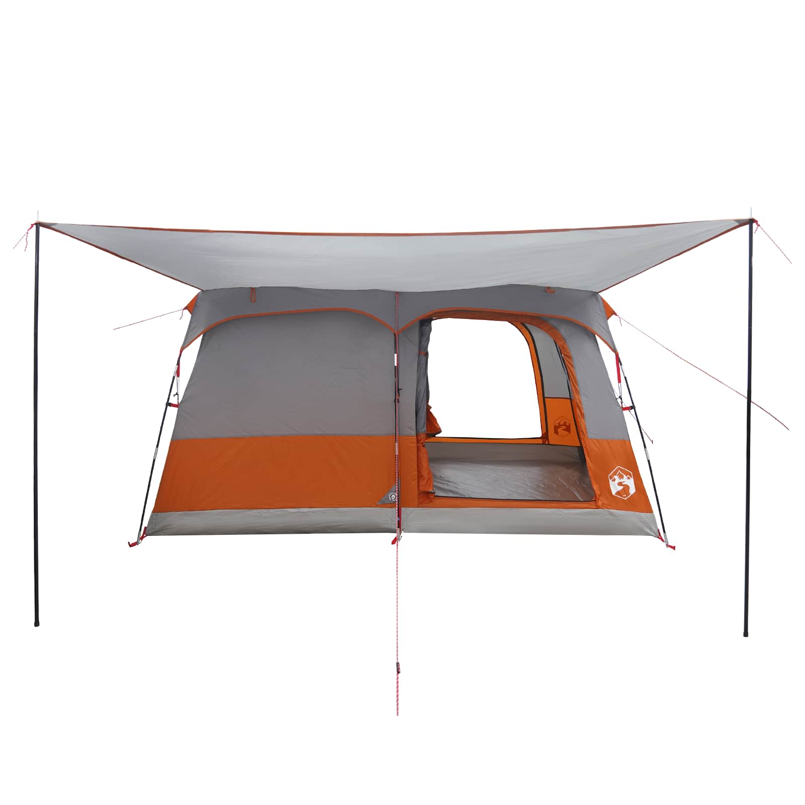 Familienzelt 6 Personen Grau und Orange Polyester