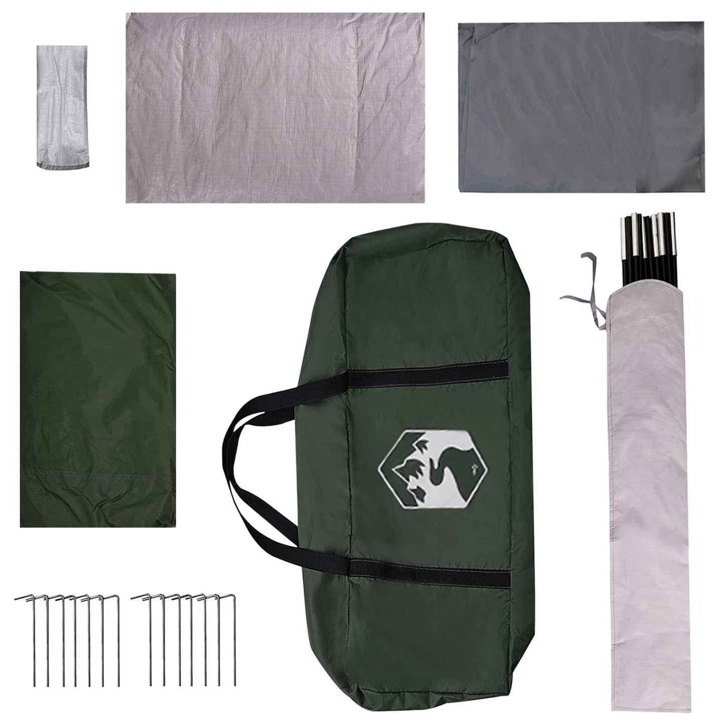 Familienzelt 6 Personen Olivegrün Polyester