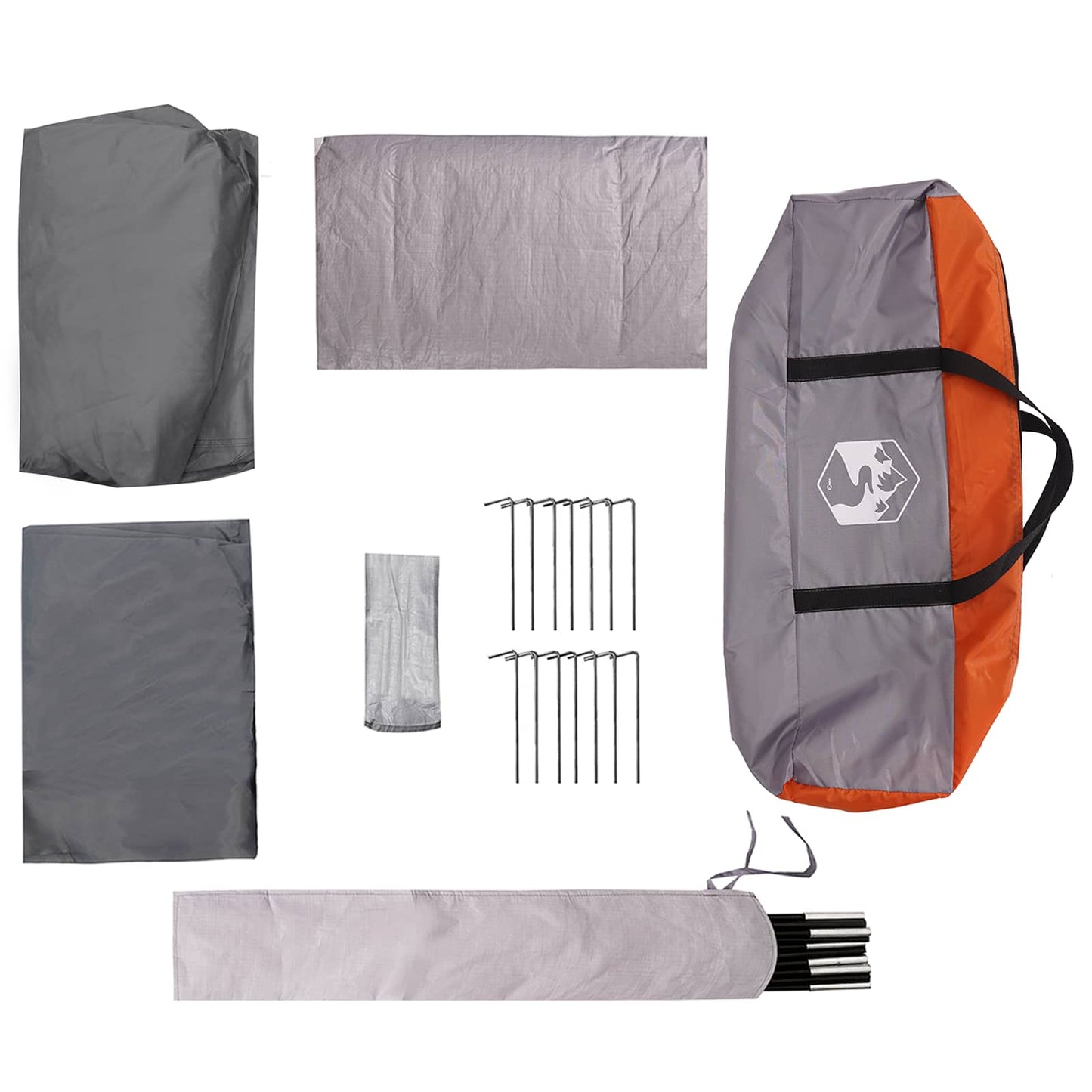 Familienzelt 8 Personen Grau und Orange Polyester