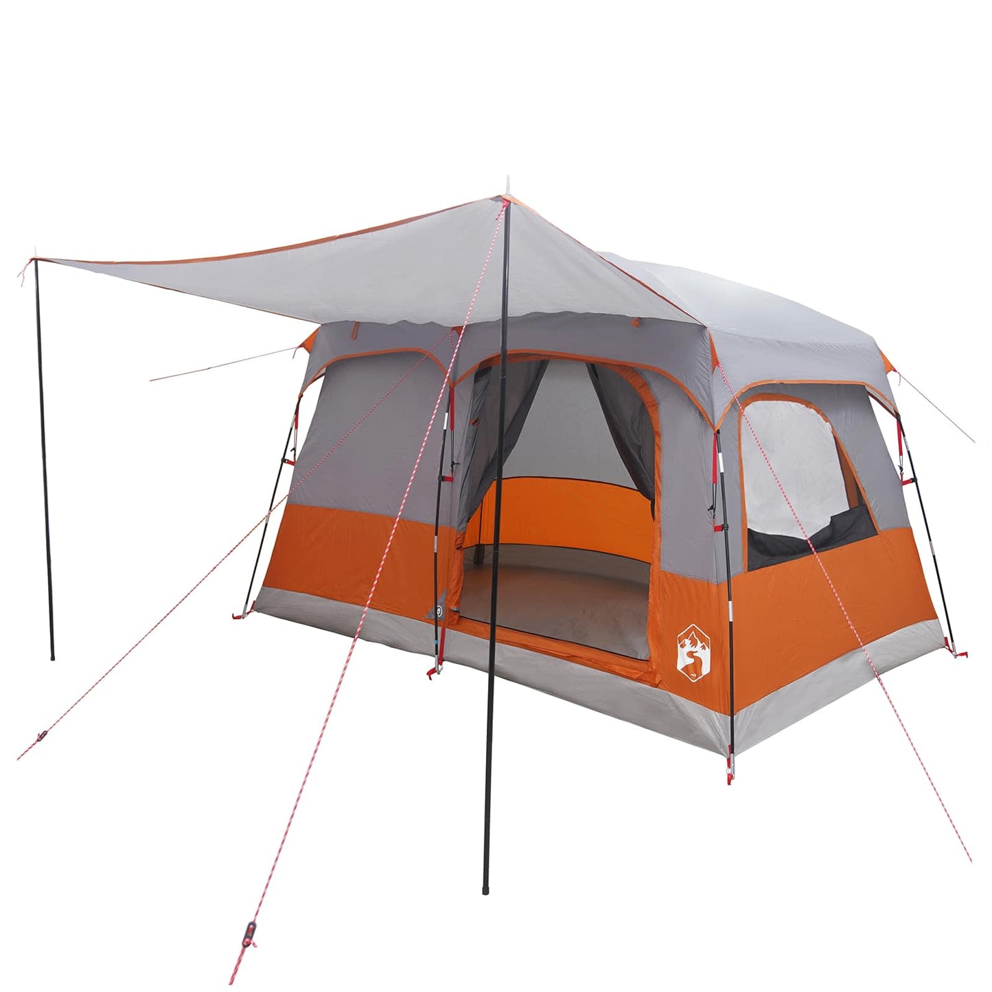 Familienzelt 8 Personen Grau und Orange Polyester