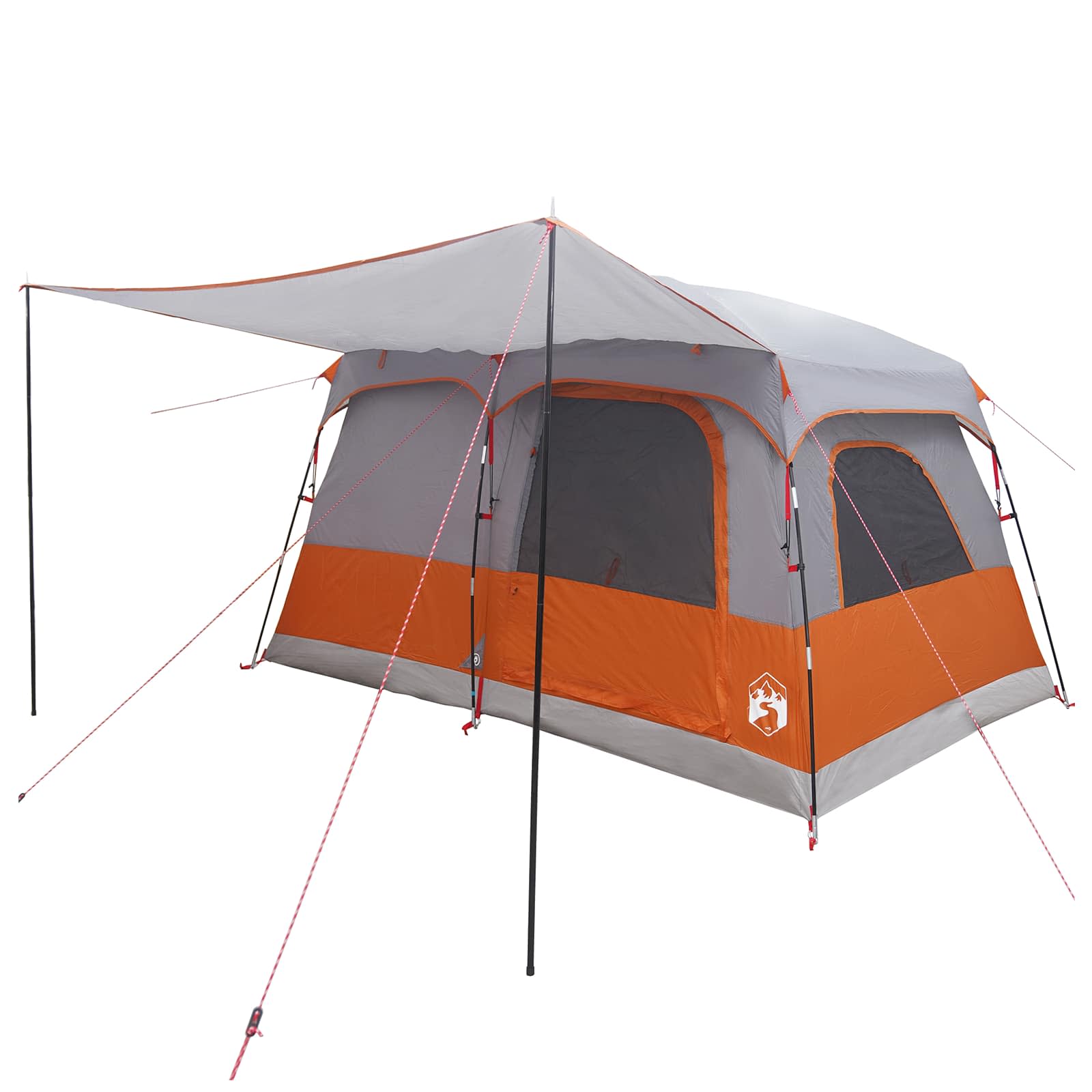 Familienzelt 8 Personen Grau und Orange Polyester