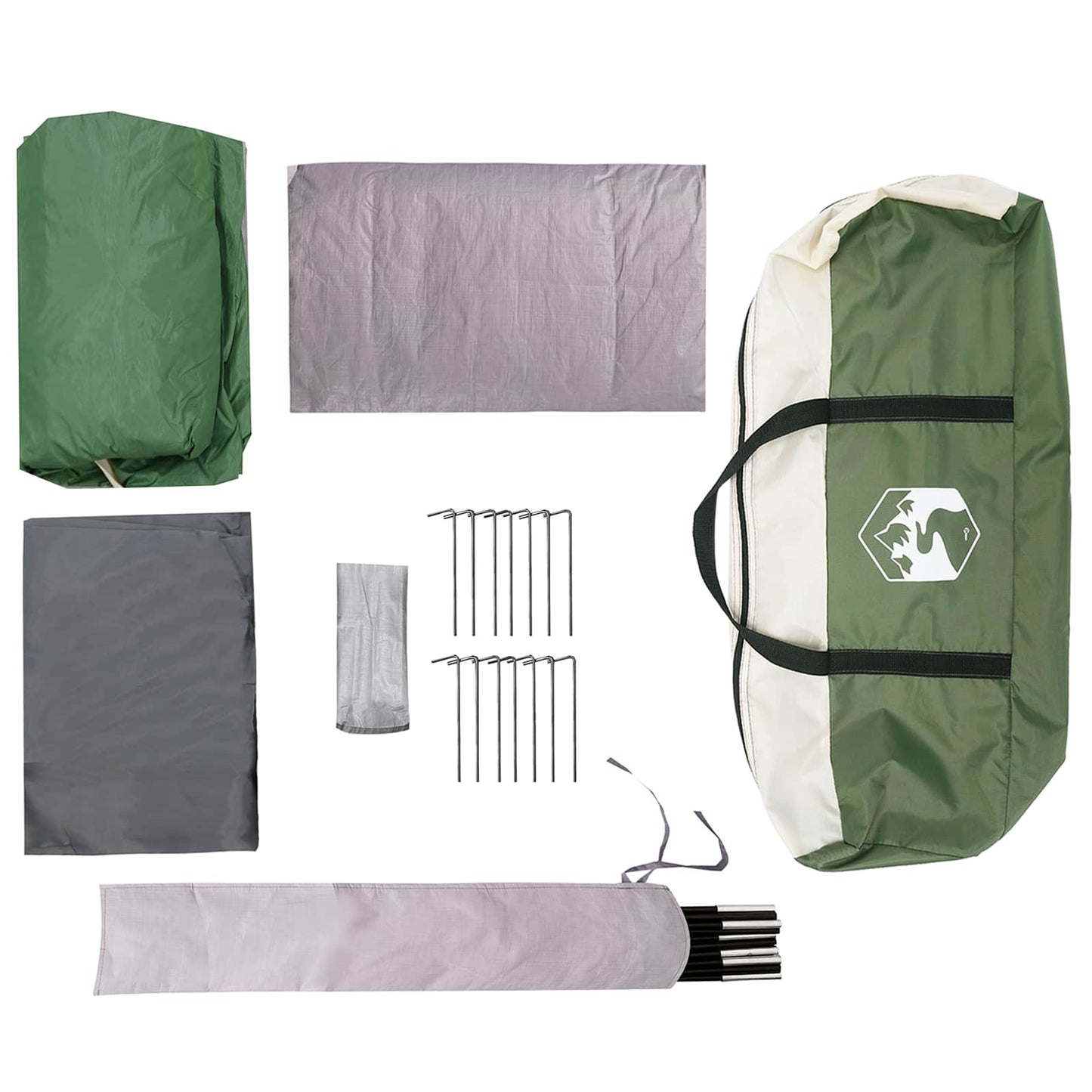 Familienzelt 10 Personen Grün Polyester und Stahl