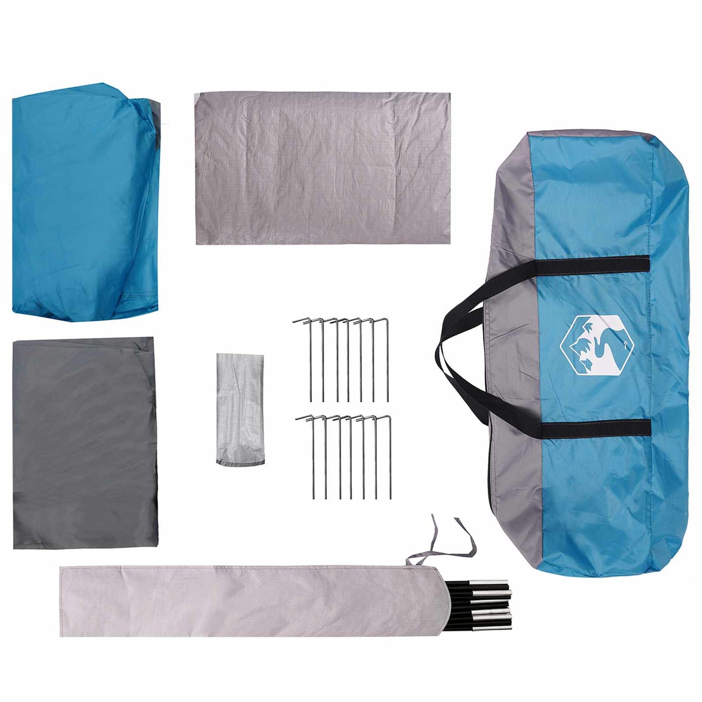 Familienzelt 10 Personen Blau Polyester und Stahl