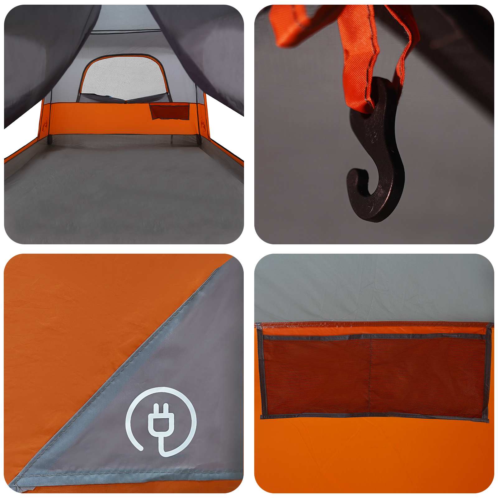 Familienzelt 10 Personen Grau und Orange Polyester und Stahl