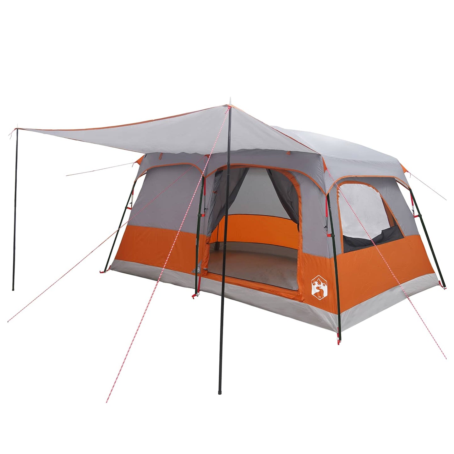 Familienzelt 10 Personen Grau und Orange Polyester und Stahl