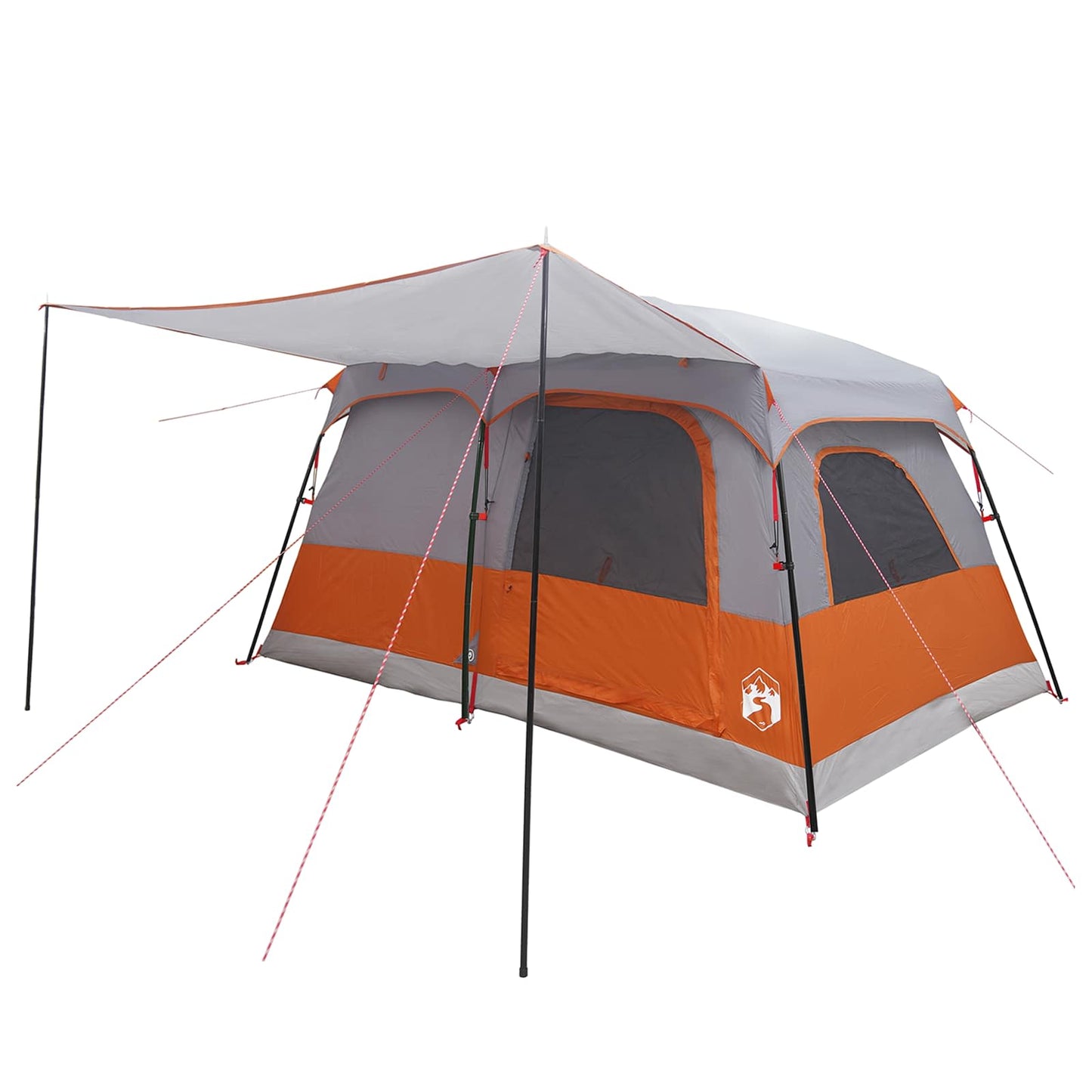 Familienzelt 10 Personen Grau und Orange Polyester und Stahl