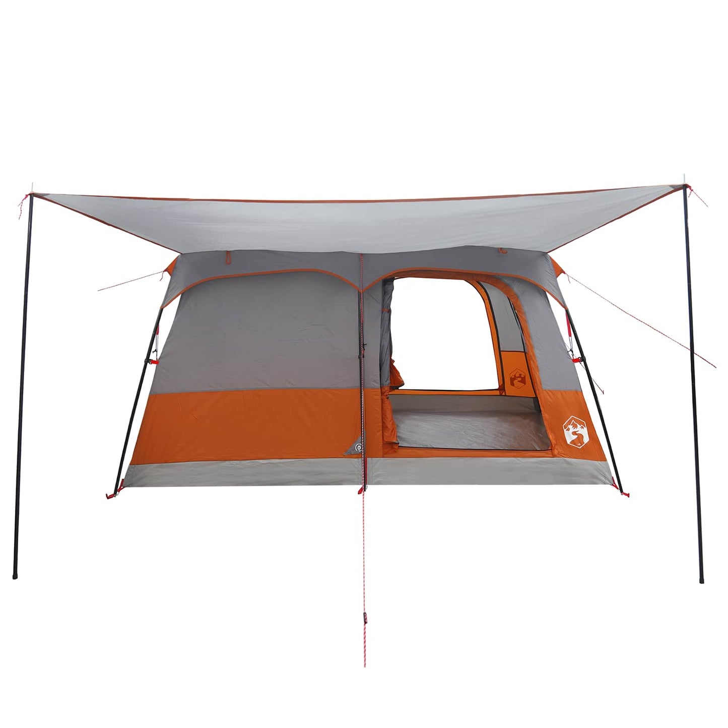 Familienzelt 10 Personen Grau und Orange Polyester und Stahl