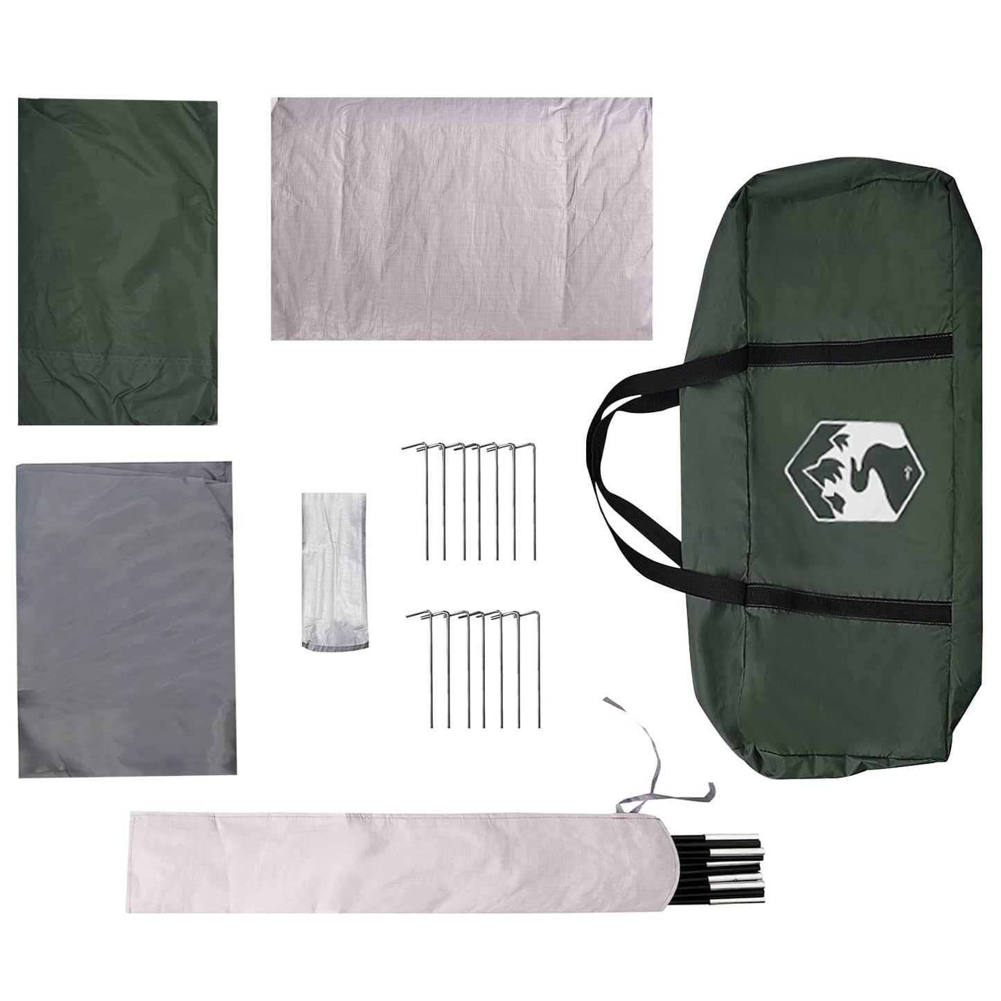 Familienzelt 10 Personen Olivegrün Polyester und Stahl