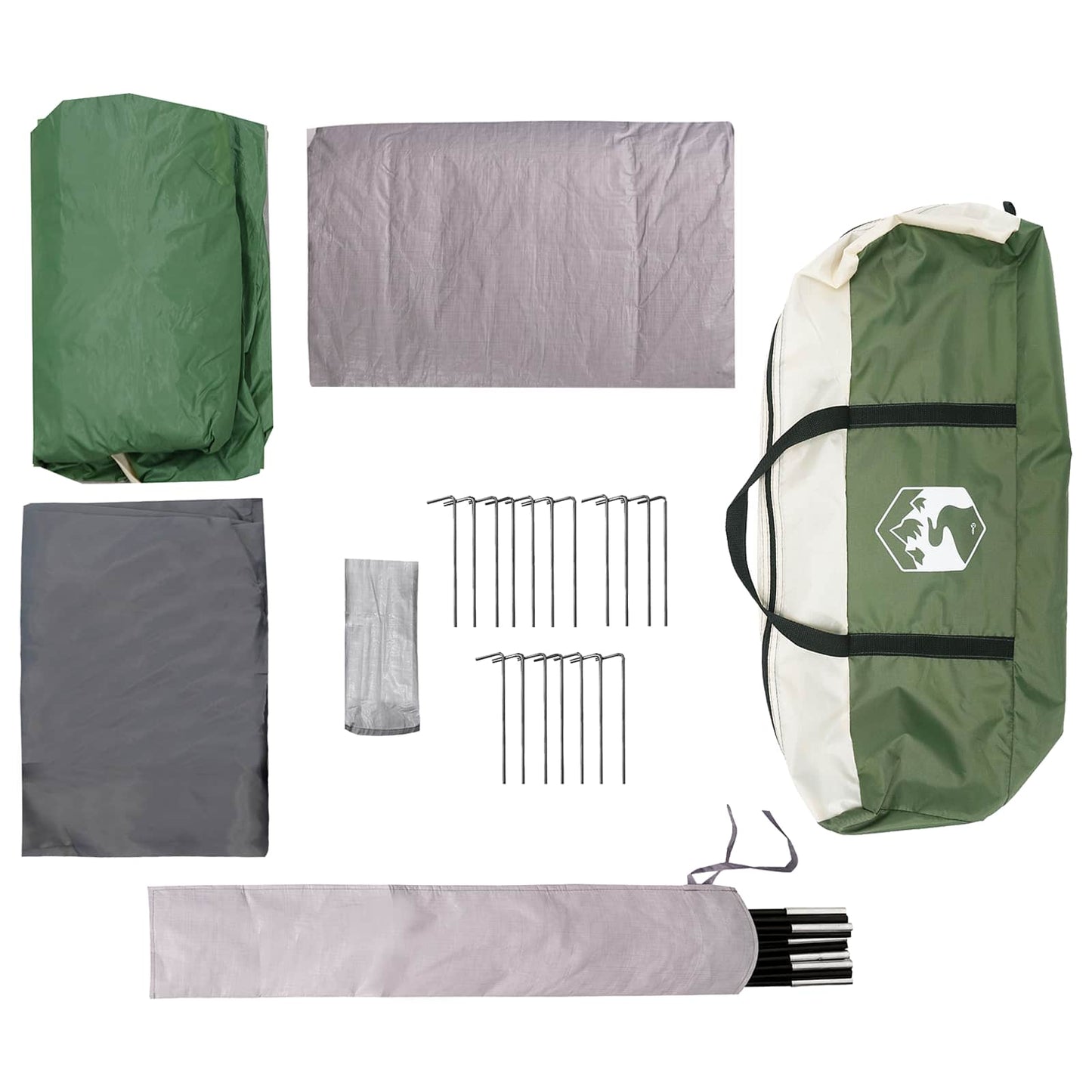 Familienzelt 14 Personen Grün Polyester und Stahl