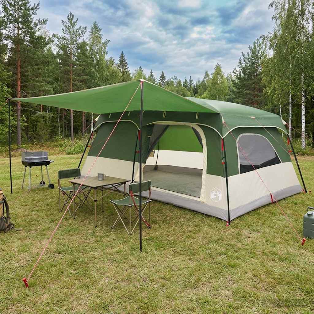 Familienzelt 14 Personen Grün Polyester und Stahl