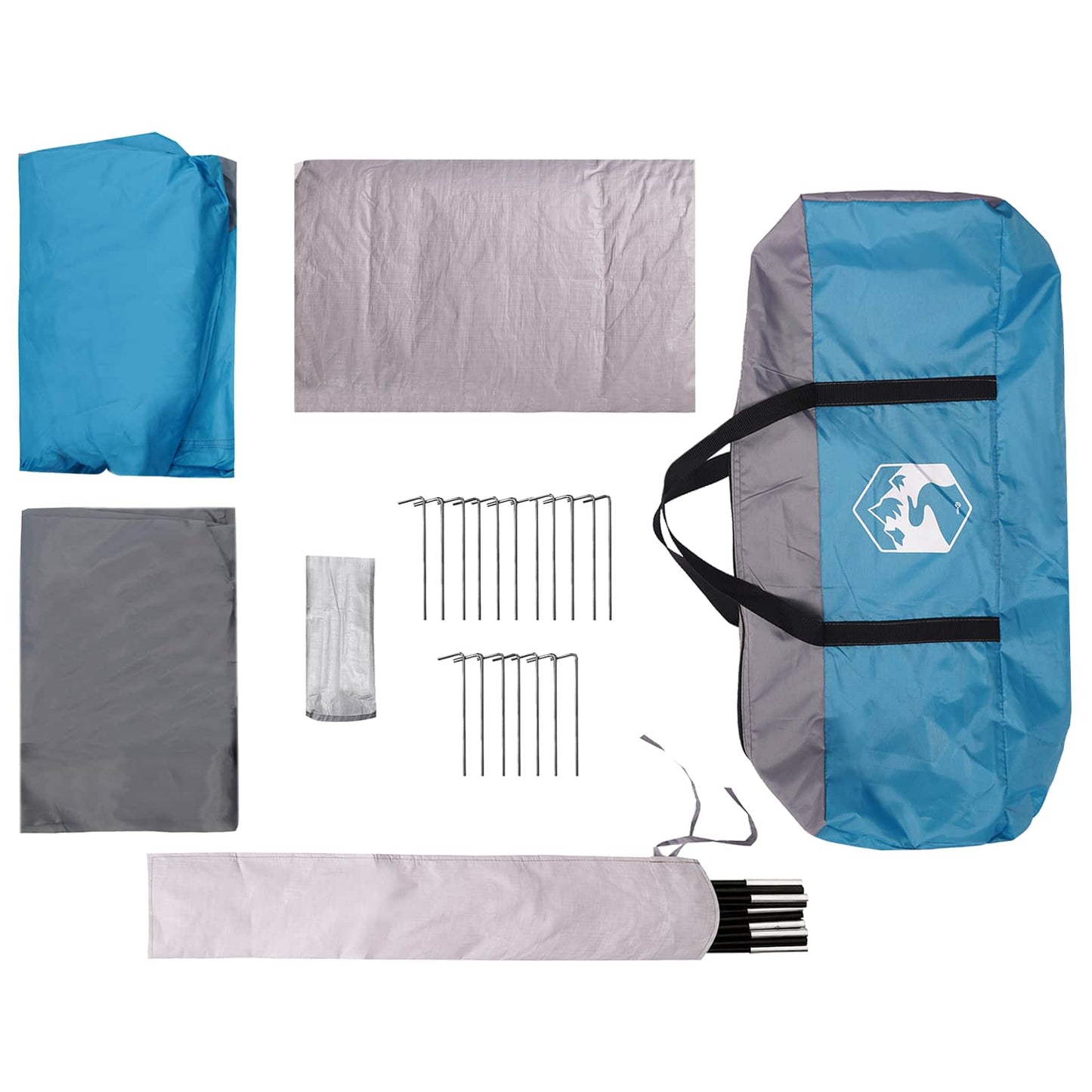 Familienzelt 14 Personen Blau Polyester und Stahl