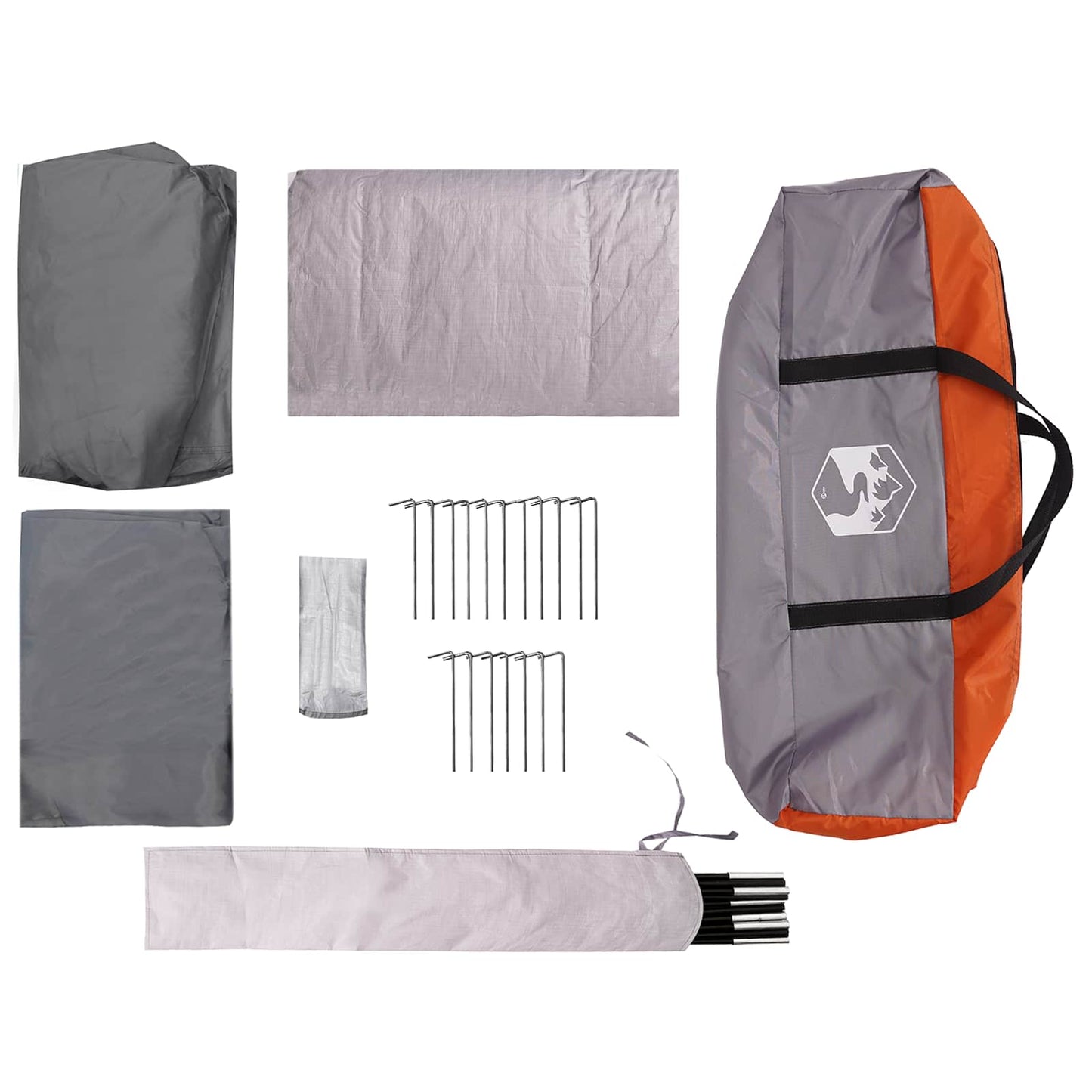 Familienzelt 14 Personen Grau und Orange Polyester und Stahl