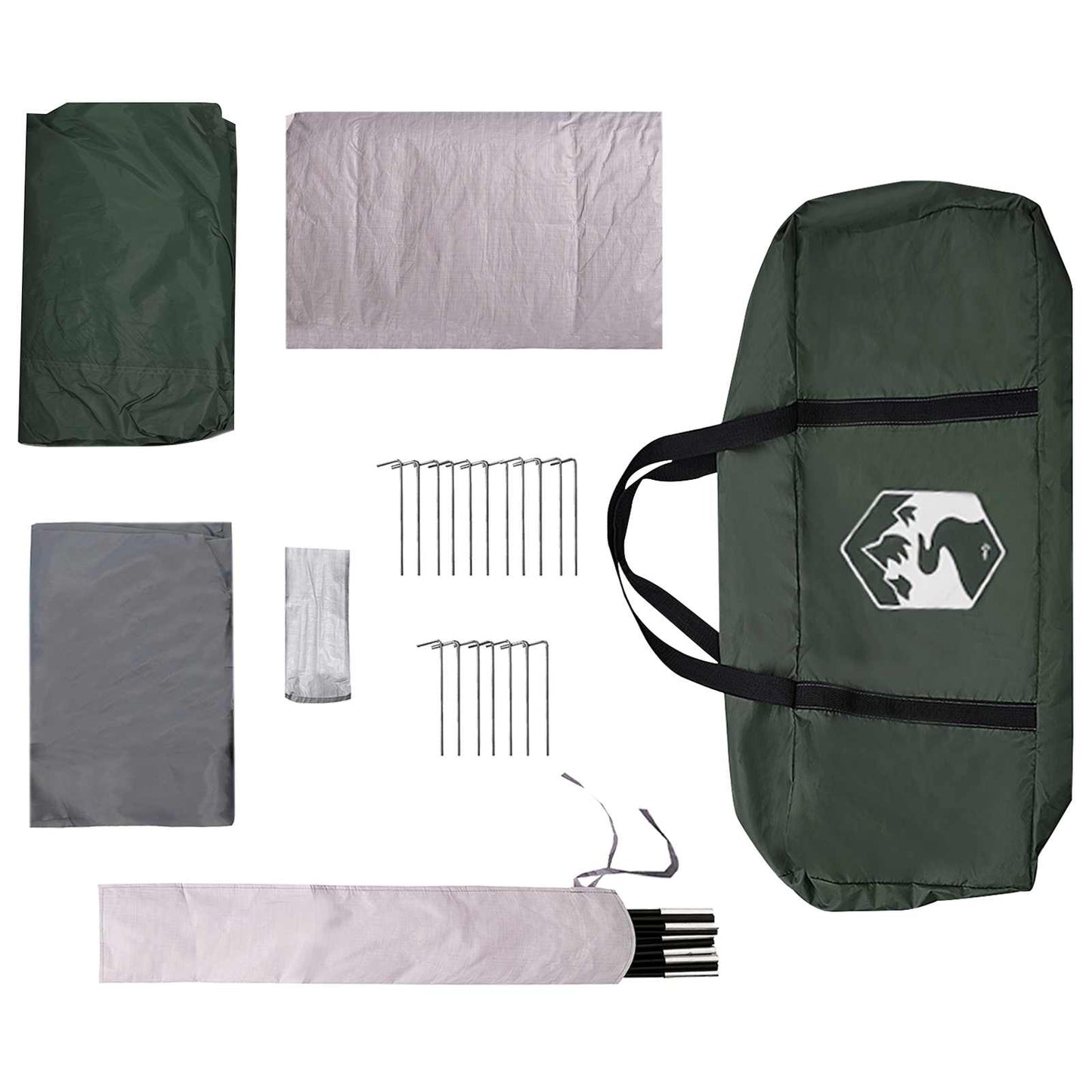 Familienzelt 14 Personen Olivegrün Polyester und Stahl